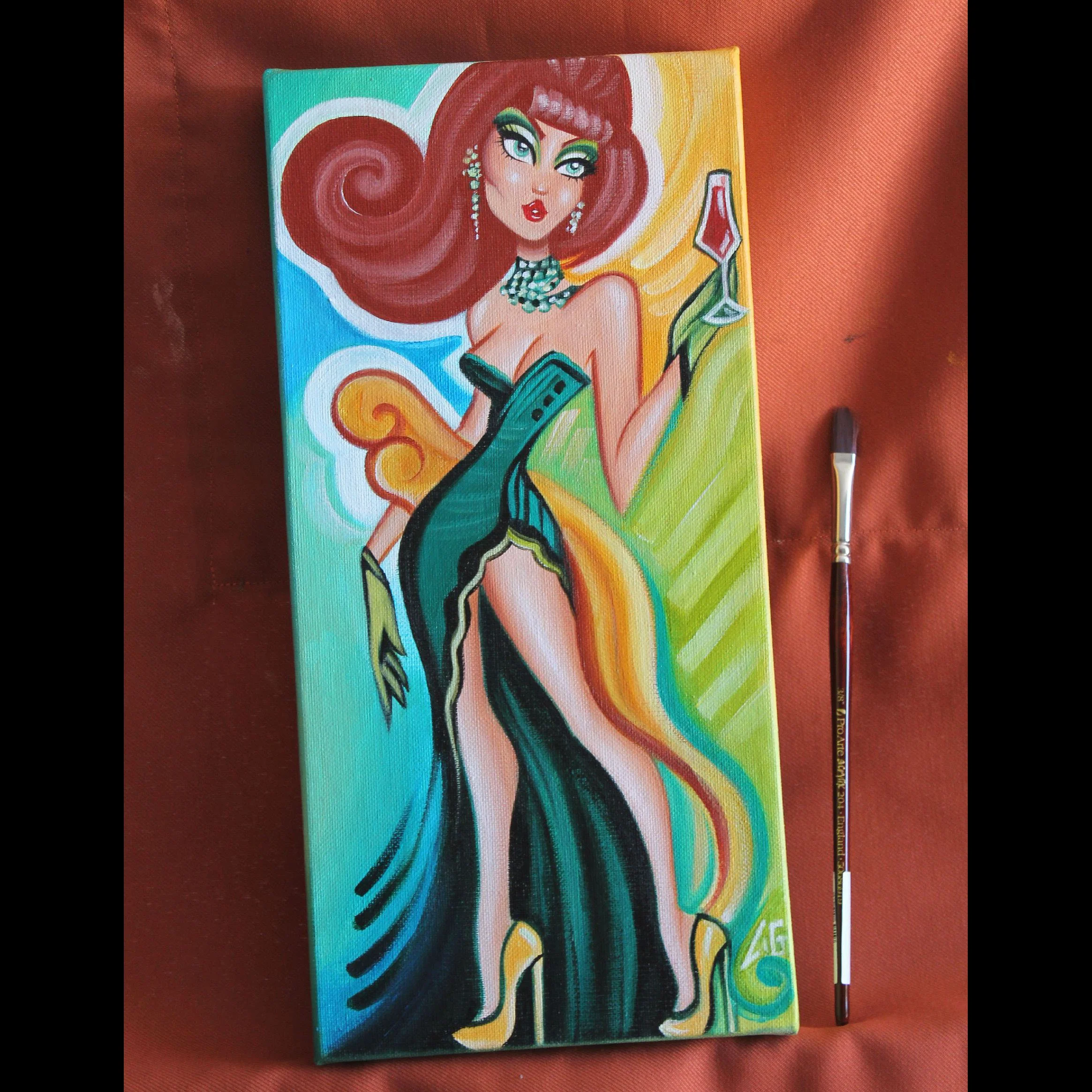 The lady in green 16x33cm