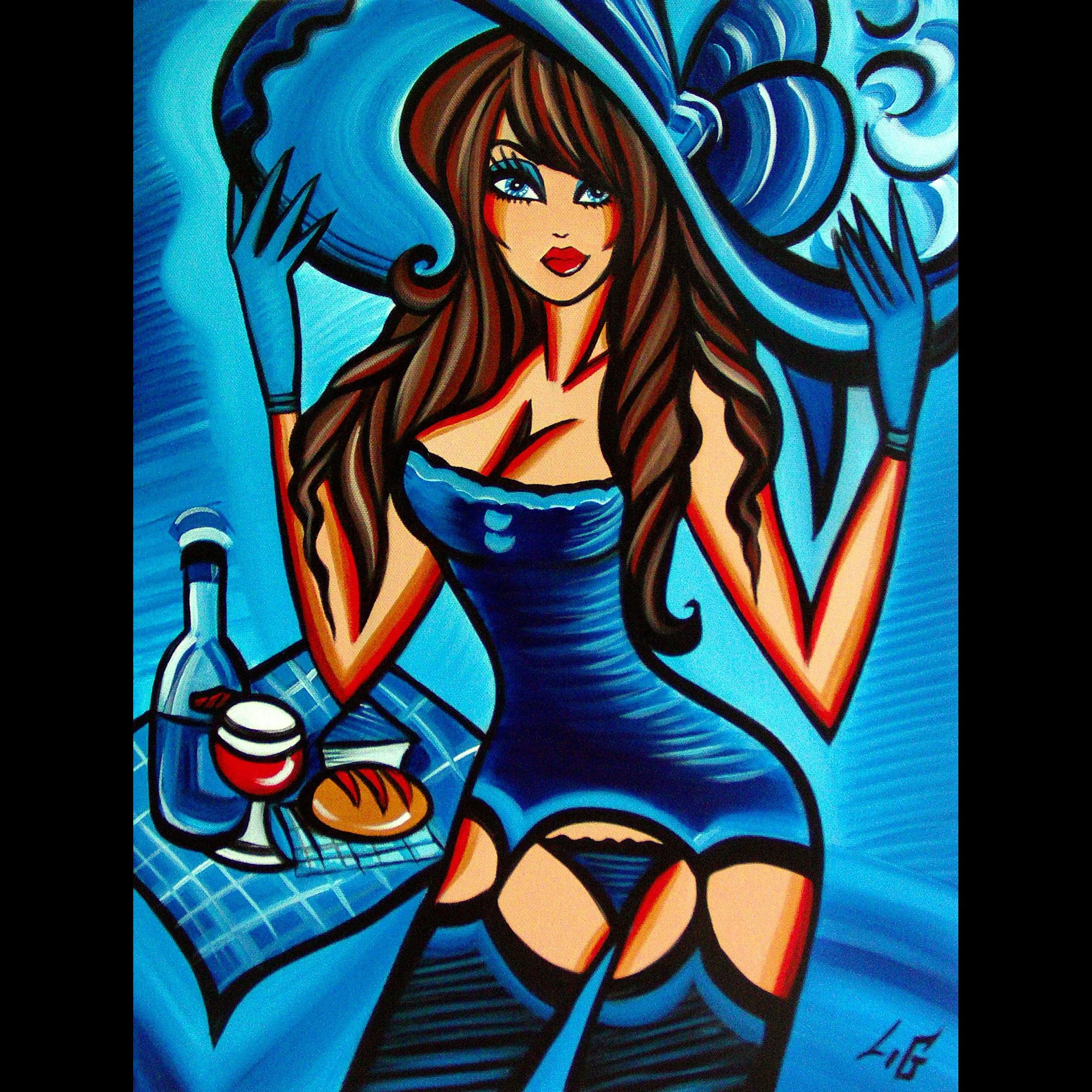 Picnic in Blue 46x61cm