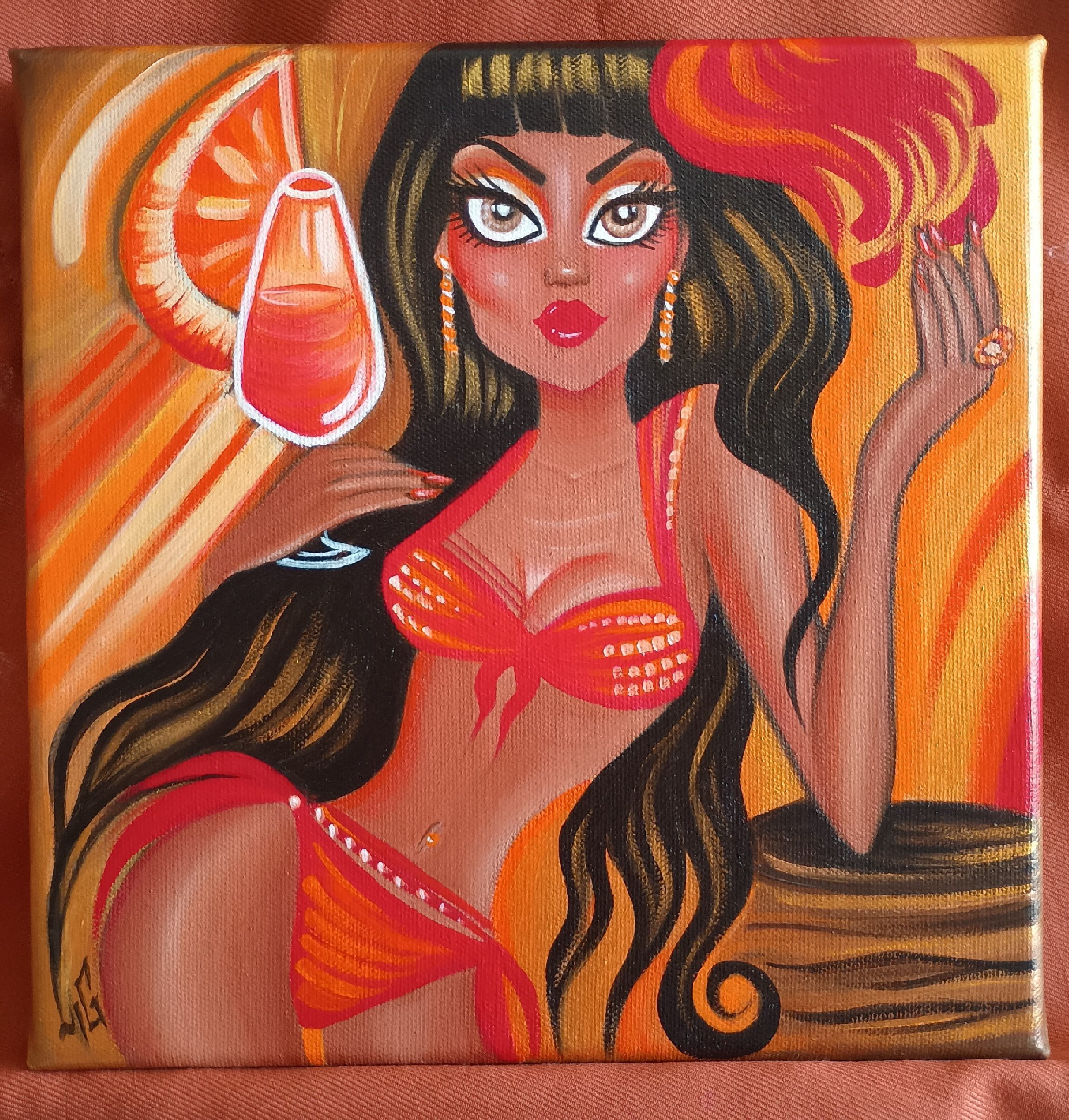 "Scarlet dream" 25x25cm