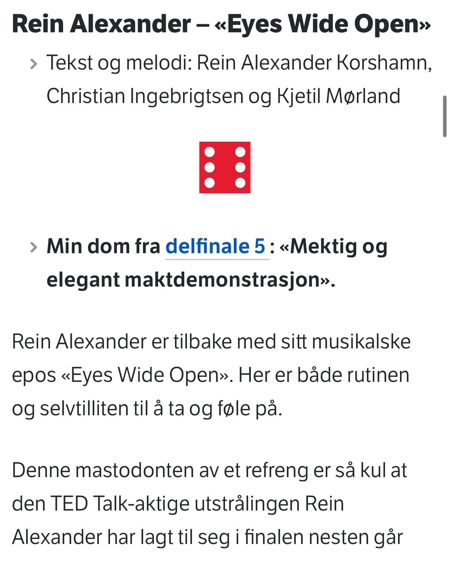 Speechless 🙏🏻 @nrk @dagbladet 

#reinalexander #eyeswideopen #mgp #nrkmgp