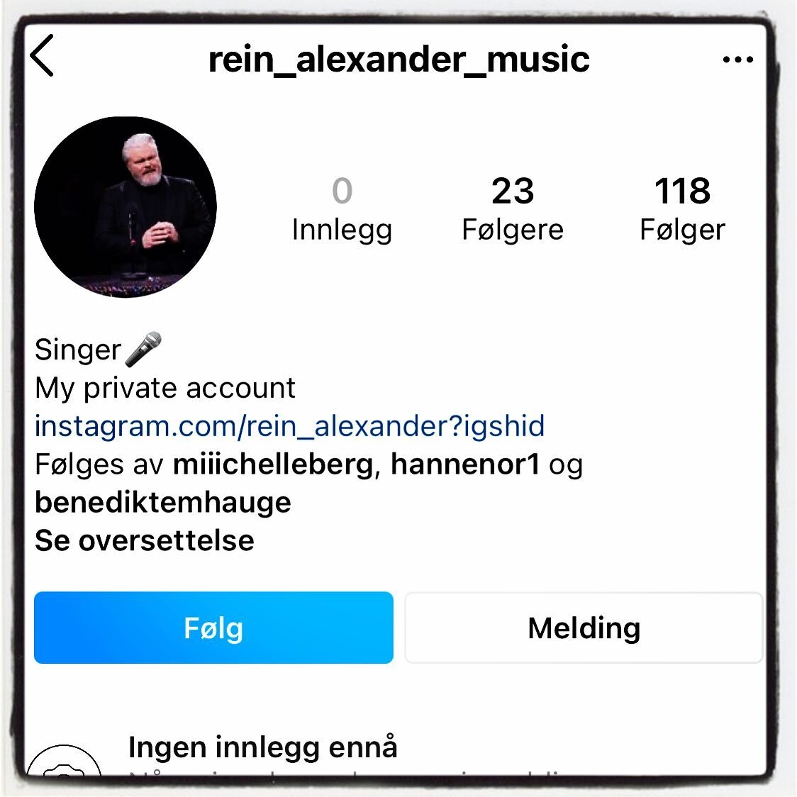 Dette er en fake profil!! Dette er ikke meg. Rapporter den, ikke f&oslash;lg og blokk&eacute;r. Mvh Rein