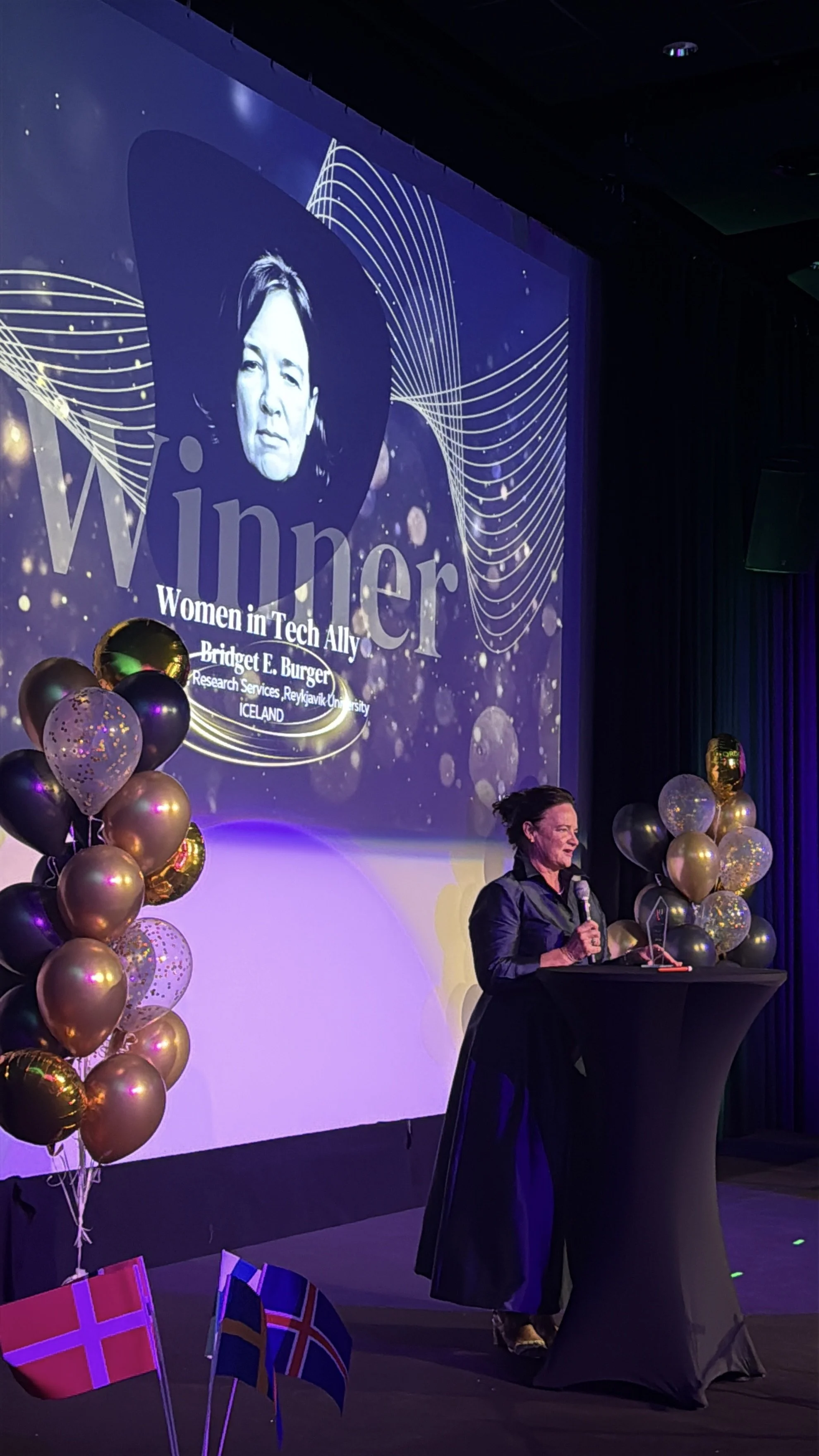 Bridget Burger wins Women in Tech Ally of the Year at the 2025 Nordic Women in Tech Awards in Helsinki