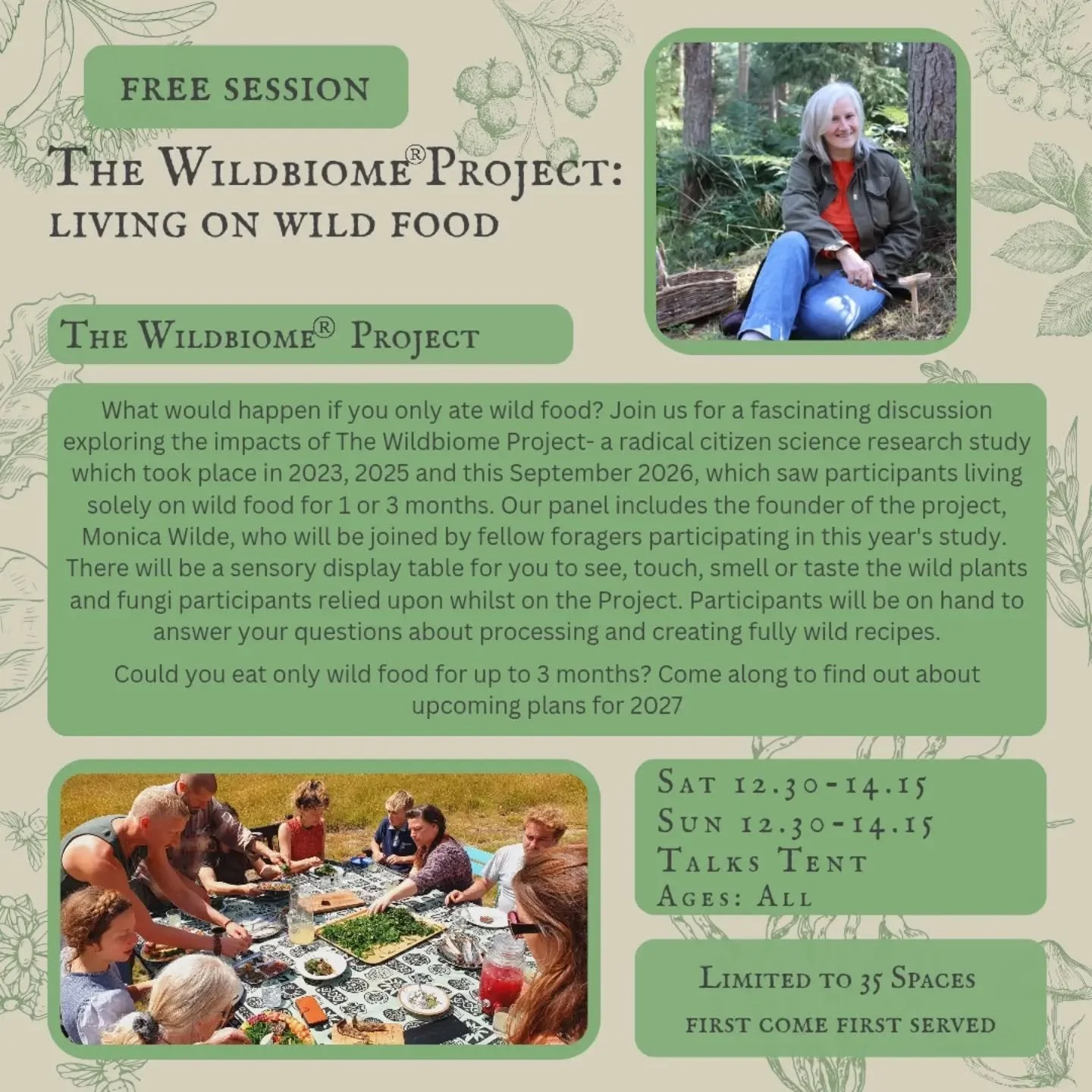 One of the most popular topics of wild food festivals gone by has been the fascinating research of the Wildbiome Project @wildbiomeproject founded by @monicawilde. This year we will have information sessions with Mo and a panel of project participant
