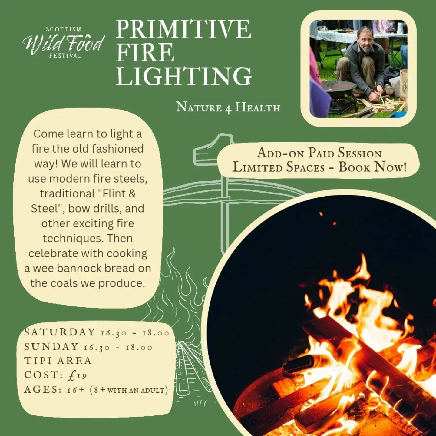 Happy Sunday out there!
We thought we'd spotlight some of the festival sessions that bring together physical experience and mental wellbeing, so you can plan a weekend that leaves you feeling better in body and soul 🍁😊🌱 
Ruaraidh of Nature 4 Healt