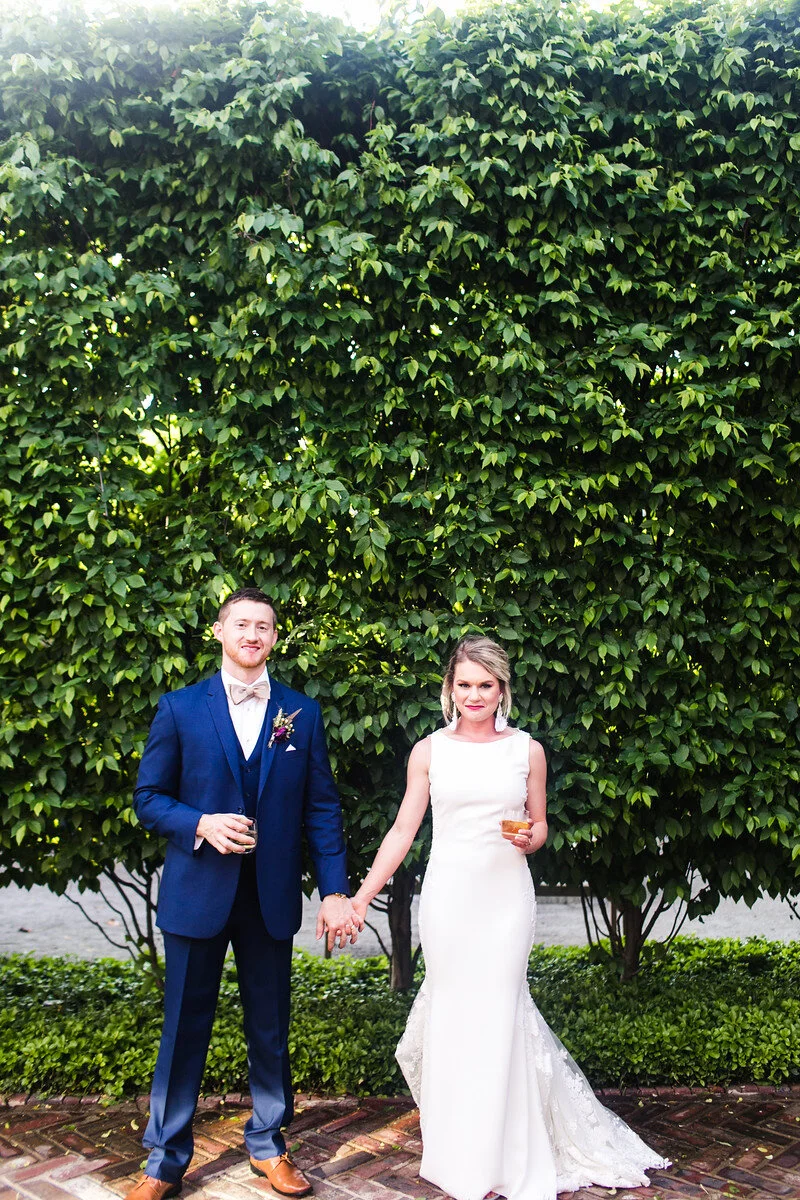 bride and groom at the apiary