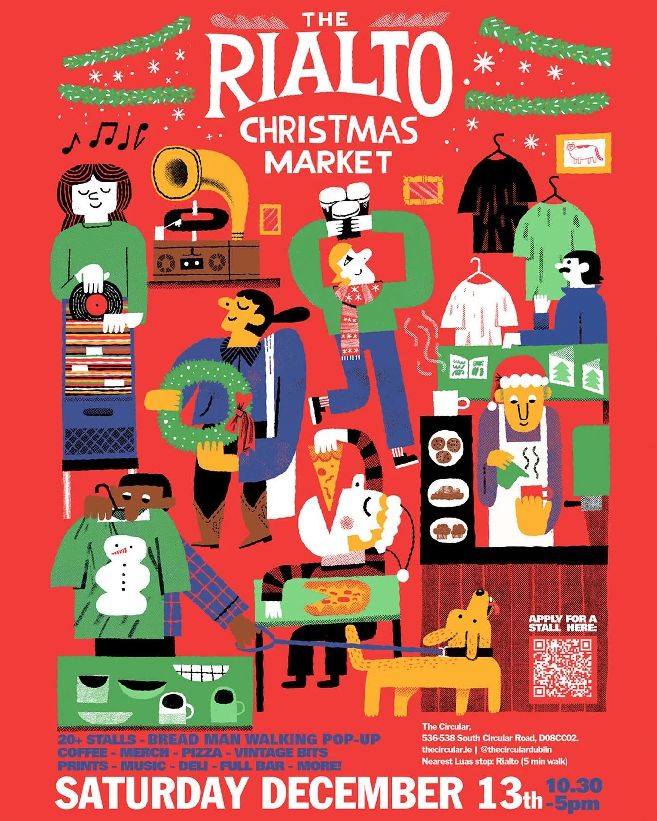 The Christmas Rialto Market 
Saturday December 13th 10:30-17:00
📍The Circular, Rialto 

The last market of the year, we are going all out. 20-25 stalls of records, vintage fashion, jewellery and Christmassy bits! 
We will have Bread Man Walking pop 