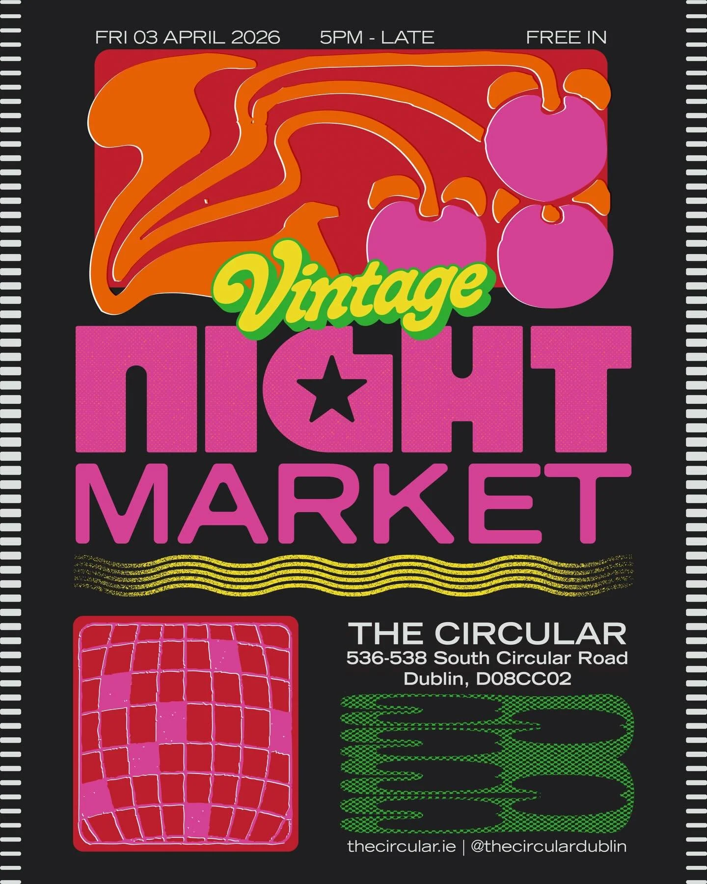 Vintage night market this week Friday April 3rd
17:00-late 
📍The Circular, Rialto 
Grub from El Milagro Tacos &amp; Coke Lane Pizza
DJs all evening, full bar and Dublin&rsquo;s favourite vintage traders 

#dublinmarket #marketsdublin #eventsdublin #