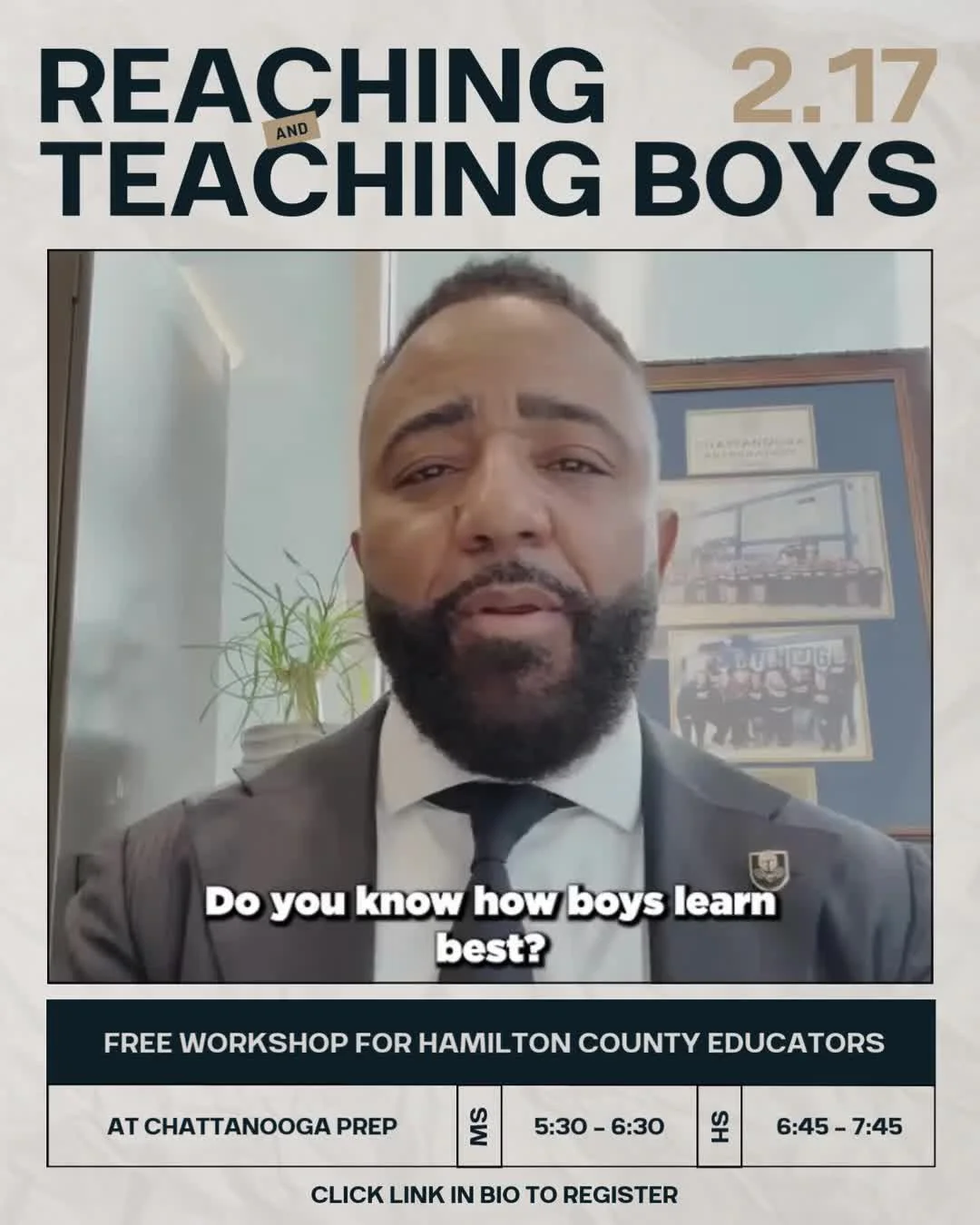 Join Prep Public Schools CEO @tfkempsr for an exclusive session for Hamilton County educators focused on how to reach and teach boys with success&mdash;without added stress. Feb. 17 | 5:30 PM (Middle School) | 6:45 PM (High School)
Register now at th