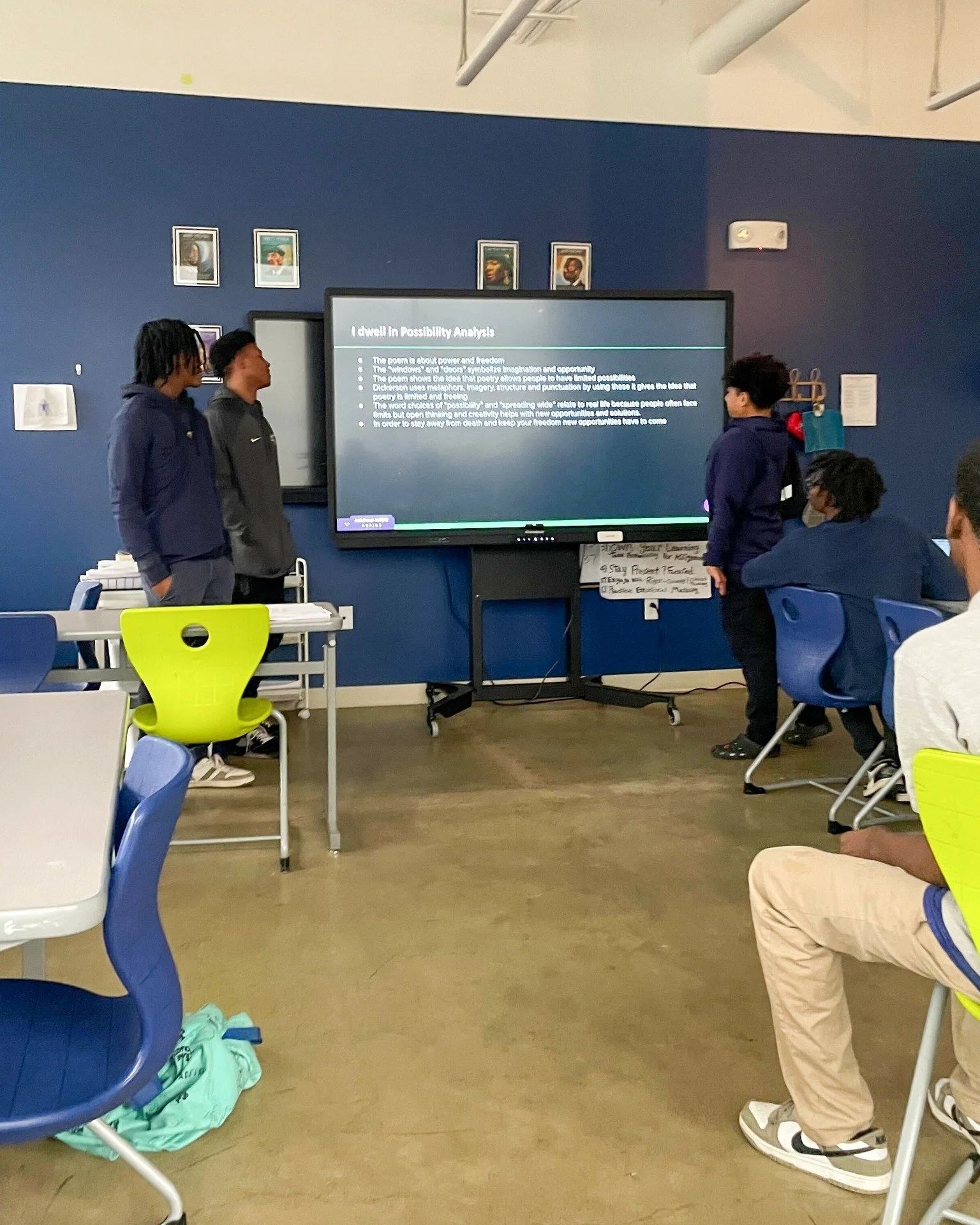 Our Seniors are wrapping up presentations and putting the finishing touches on their work from Mr. Jones' class.