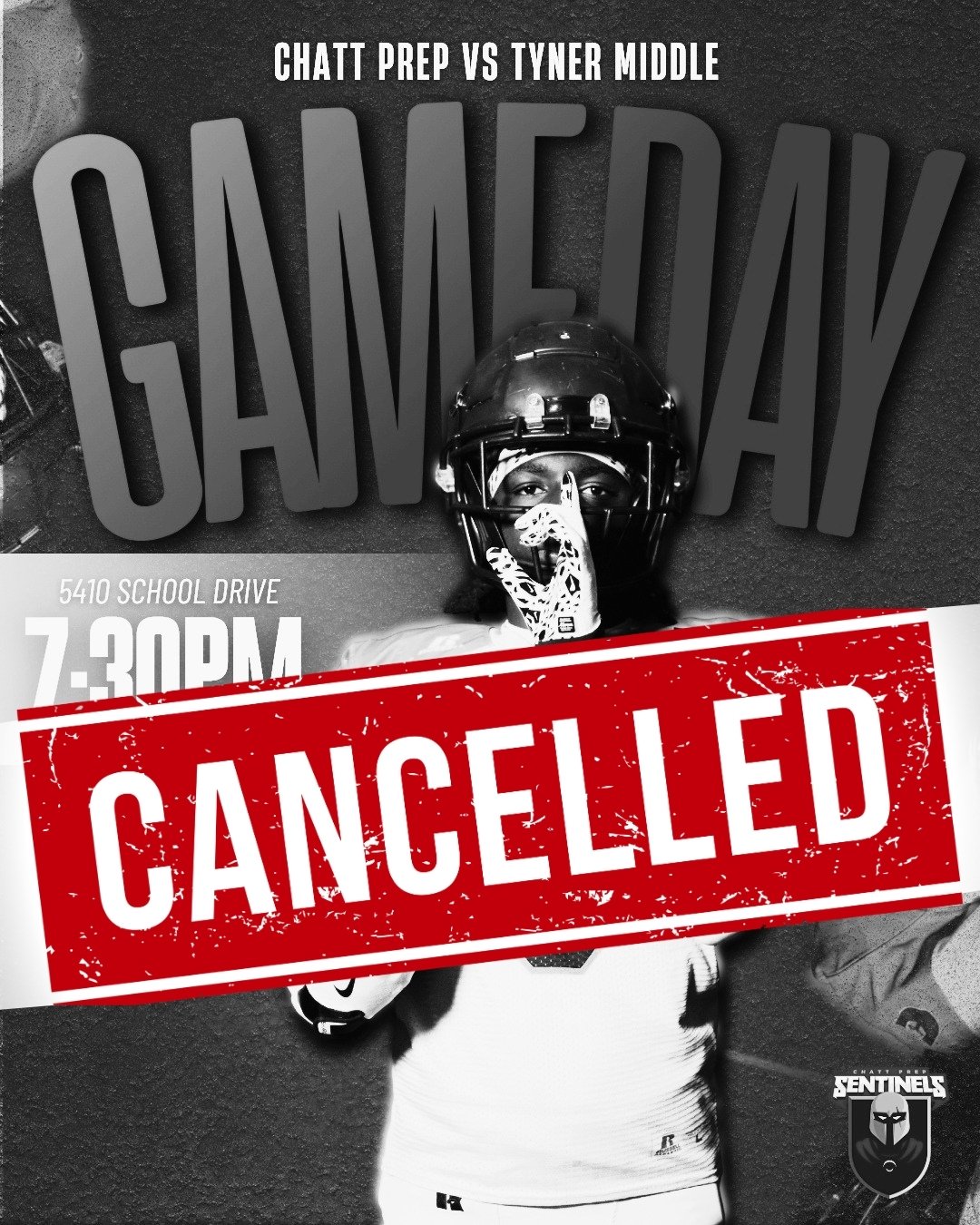 GAME CANCELED | Tonight&rsquo;s Chattanooga Prep Middle School Football game, originally scheduled for 7:30 PM, has been canceled. Please help us spread the word to our Prep families and supporters.