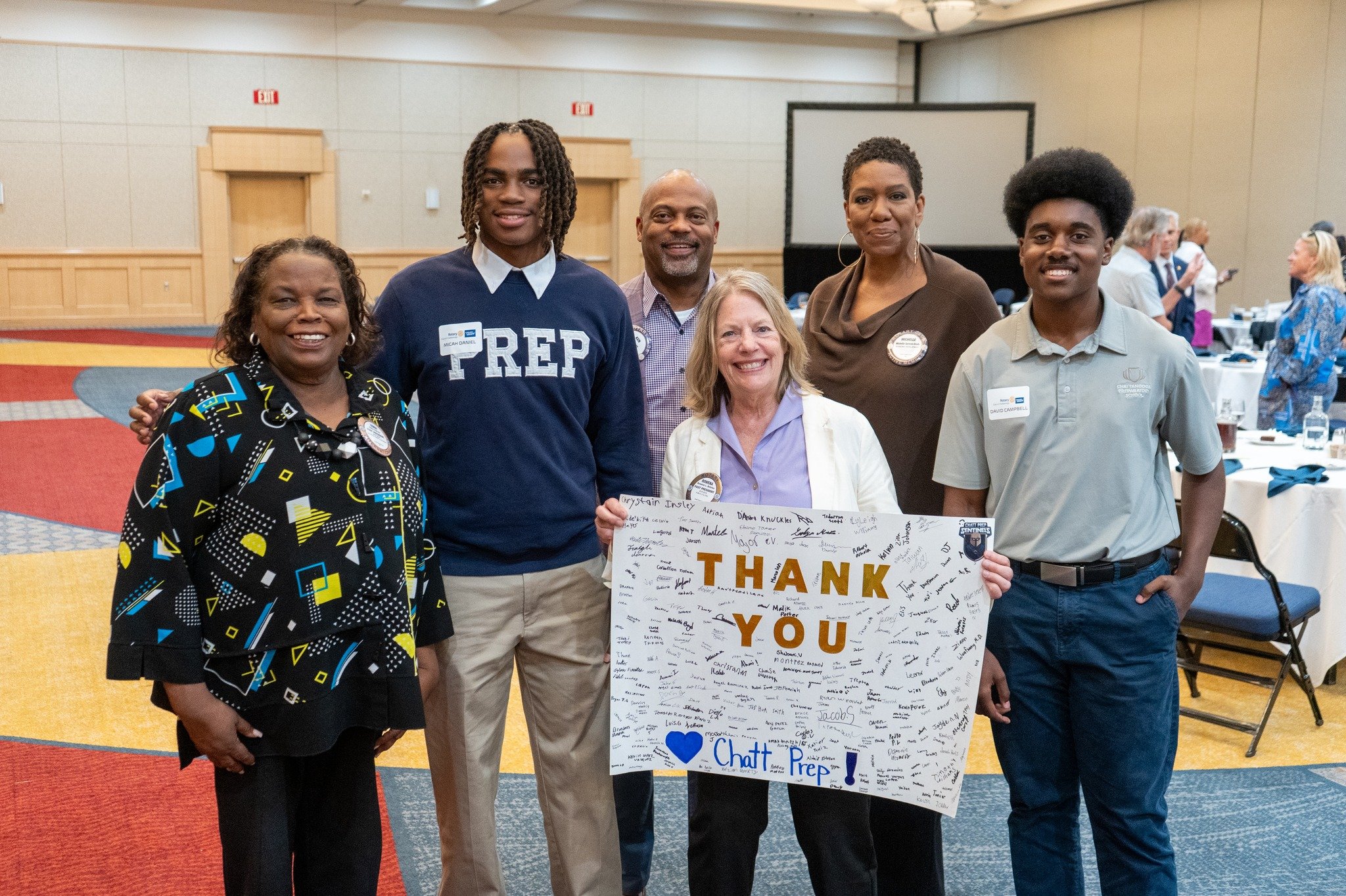 A special thank you to the @chattrotary  for welcoming our scholars, David and Micah, to share a few words at a recent meeting! We are grateful for the Rotary Club's continued support of Chatt Prep and the opportunities they provide for our young men