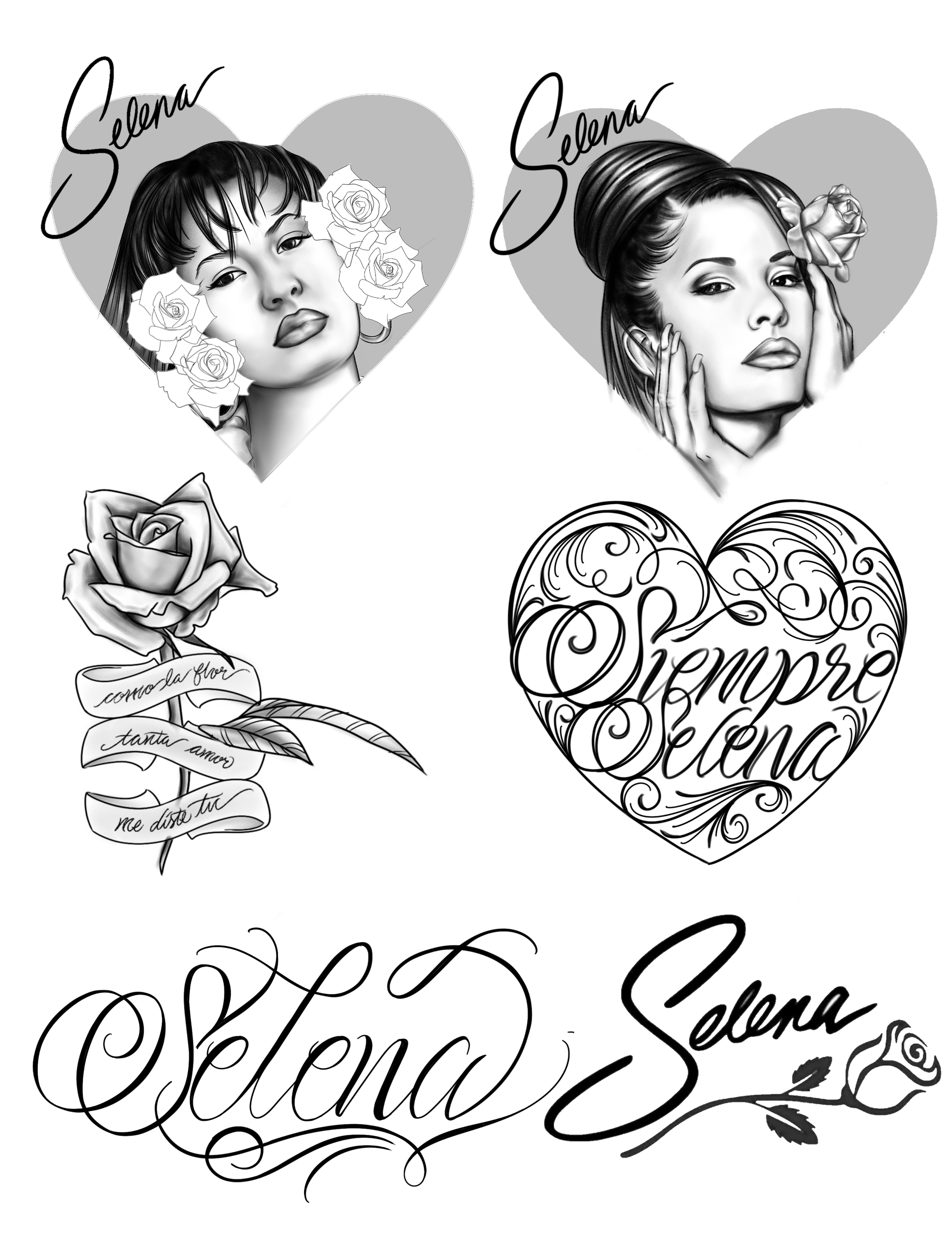 Selena Quintanilla Tattoo Flash