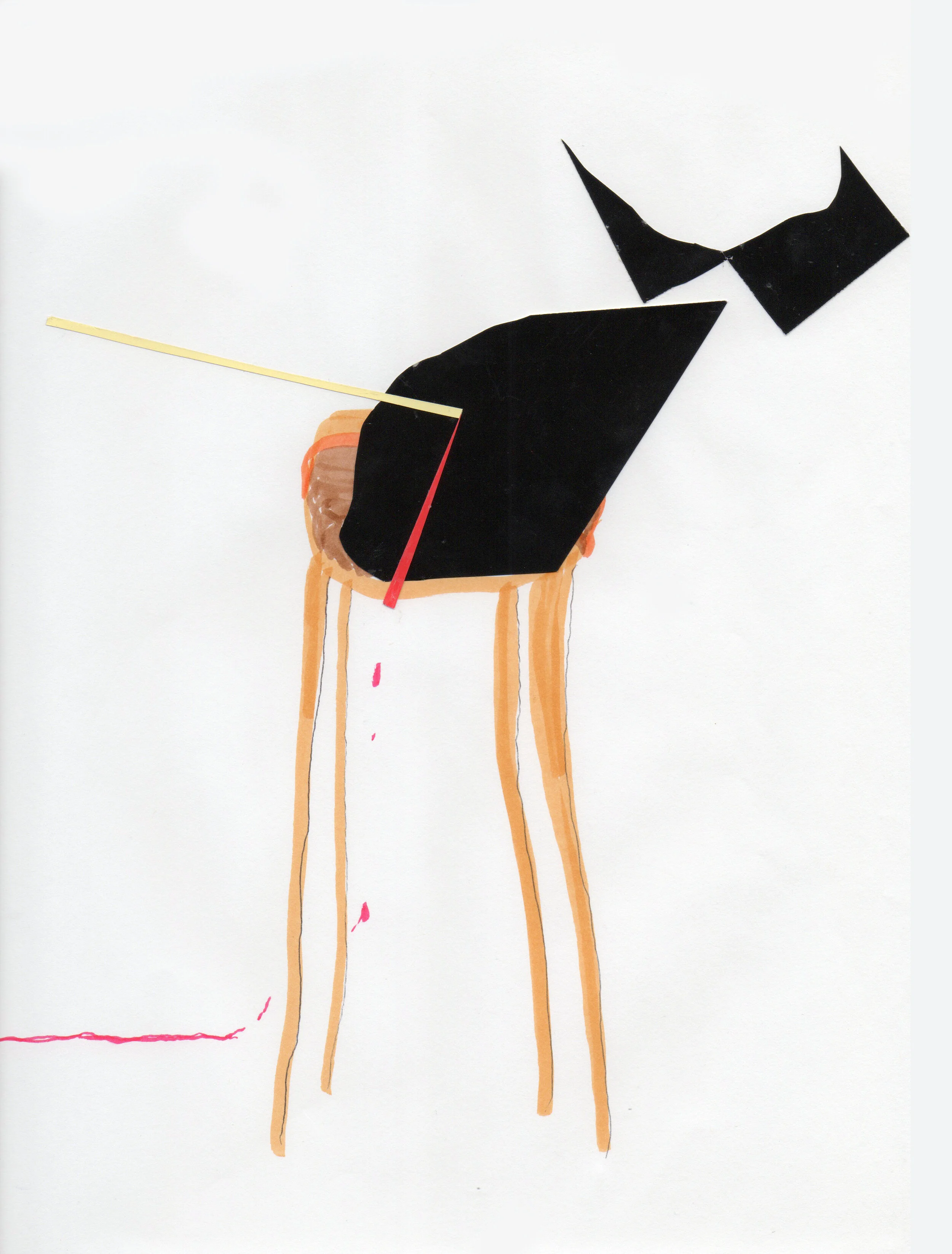 bull • 2018 • coloraid collage and pen and ink on paper • 9 x 12 inches