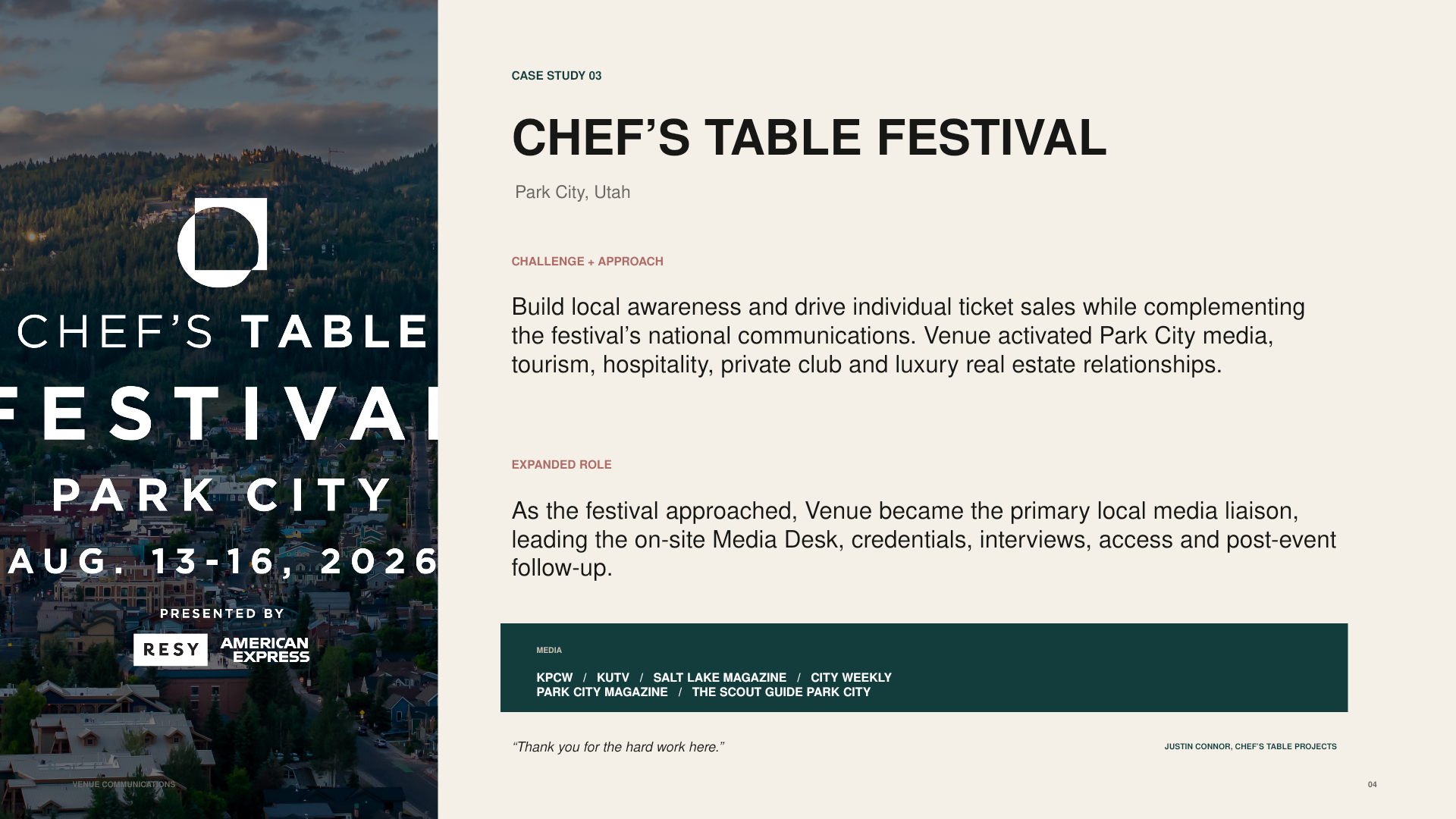 Chefs Table Park City 2026