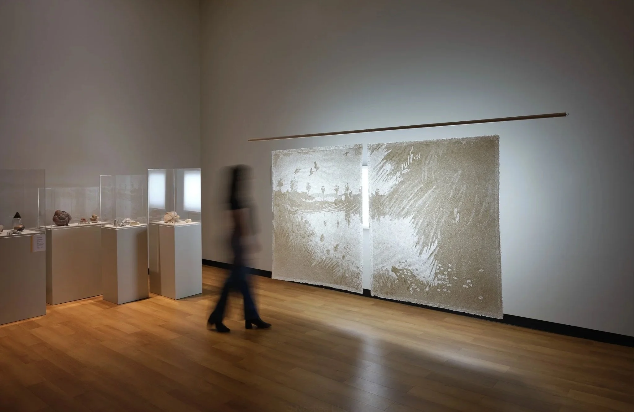 The Indigenous Bolero at Ma’agan Michael, 
2022–2024.  Handmade paper diptych, cotton thread 