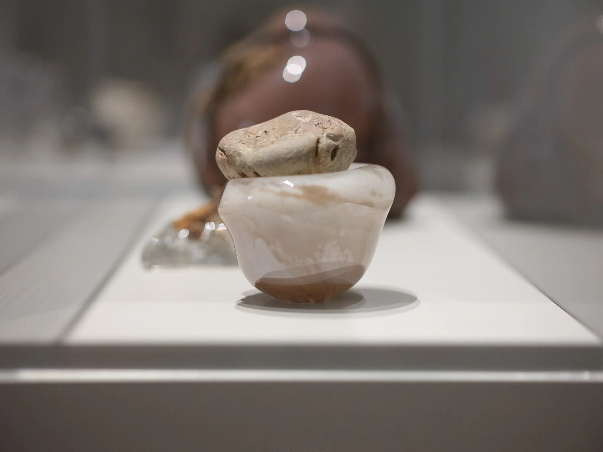 Detail: Attempts At Coexistence, 2024-2025, Glass, rocks from Israel, rope, copper, wood, nails