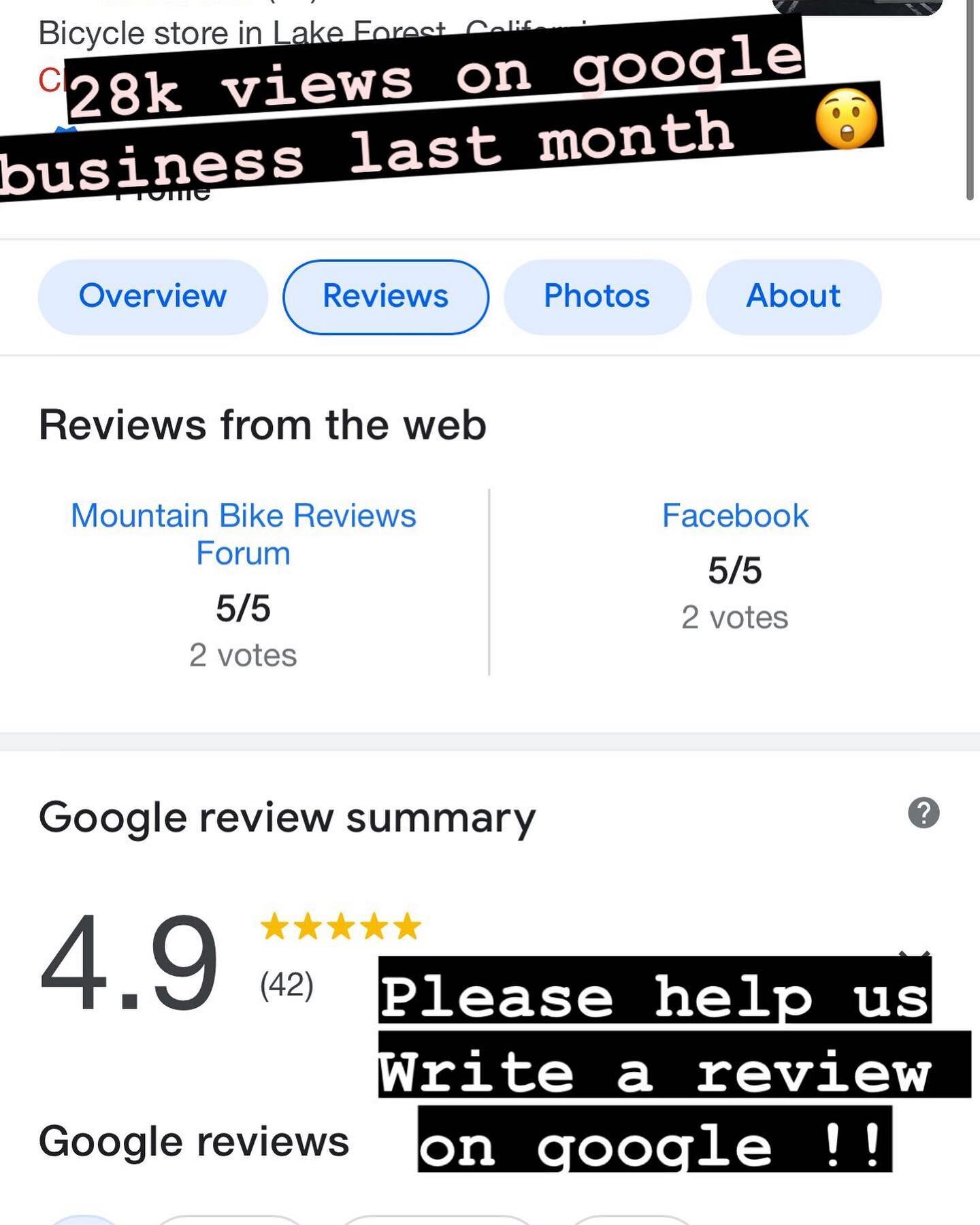 We got 28,000 views on google business last month alone. If you are a customer or been to our shop, please write us ✍️ a review on the google business page 🙏. Link available on our profile header! 😎
Safe riding everyone!