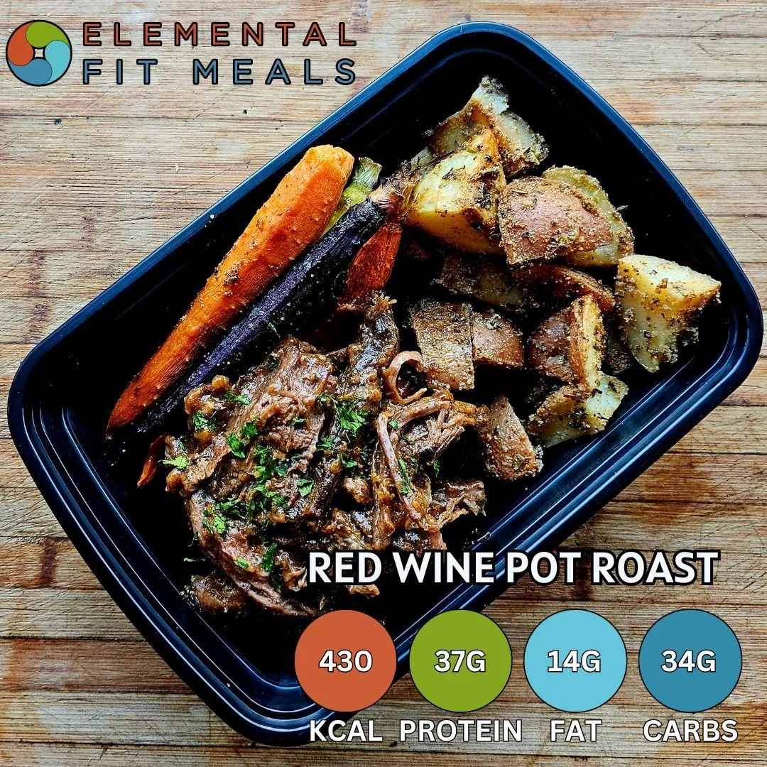 #NEW NEW NEW! Red Wine Braised Pot Roast, Roasted Vegetables, and Herb Potatoes. 

#Healthyeating doesn't have to be boring...
www.elementalfitmeals.com

#mealprep #breakfastofchampions #eattherainbow #highprotein #youarewhatyoueat #healthyeating #he