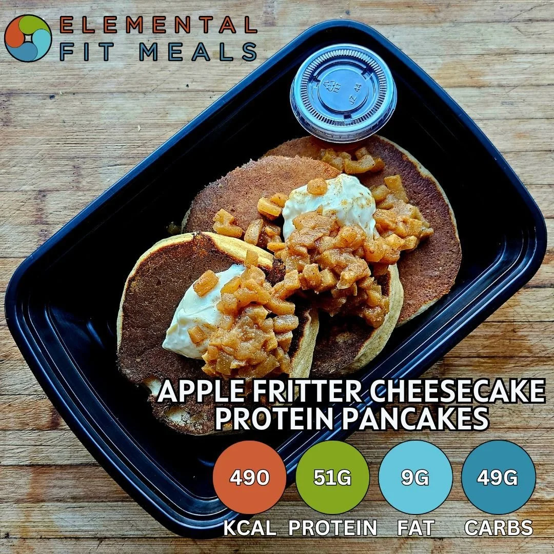 #NEW NEW NEW! Start your day off crushing your #PROTEIN GOALS with our Apple Fritter Cheesecake Protein Pancakes. 

#Healthyeating doesn't have to be boring...
www.elementalfitmeals.com

#mealprep #breakfastofchampions #eattherainbow #highprotein #yo
