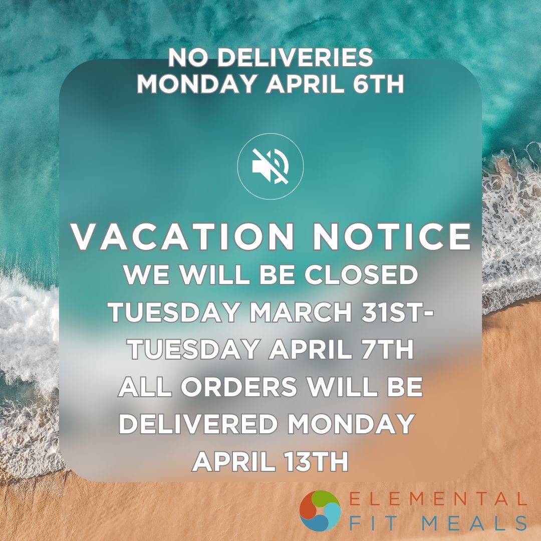IT'S THAT TIME OF YEAR! 
NO DELIVERIES MONDAY APRIL 6TH, IF YOU'RE ON A SUBSCRIPTION, YOU CAN DOUBLE YOUR ORDER FOR MONDAY MARCH 30TH DELIVERY SO YOU DON'T MISS ANY MEALS, OR SKIP AND GET BACK ON TRACK MONDAY APRIL 13TH.