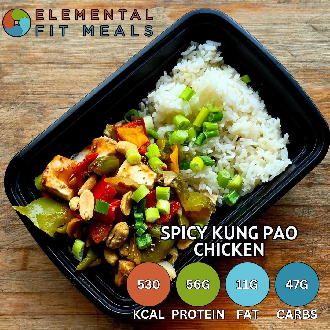 #NEW #NEW #NEW
Craving Chinese, we got you! Our Spicy Kung Pao Chicken with White Rice is #HighProtein and #FullFlavor. 
Orders are due by 10pm Wednesday for Monday Delivery.
elementalfitmeals.com