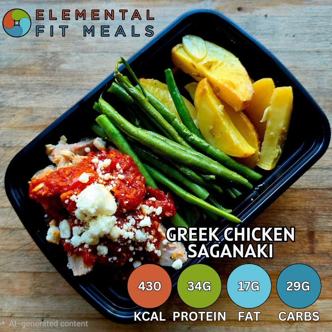 Savor the taste of the Mediterranean with our Greek Chicken Saganaki! Packed with 34g of protein, this delicious meal keeps you fueled with 430 kcal. Perfectly balanced with 17g of fat and 29g of carbs. Dive into flavor and nutrition with Elemental F