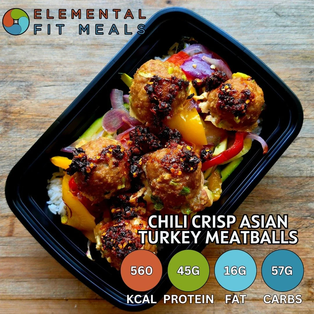 Spice up your meal prep with our Chili Crisp Asian Turkey Meatballs! 🍽️ Packed with 45g of protein, these flavorful bites are perfect for a nutritious boost. 🌶️💪 #MealPrep #HealthyEating