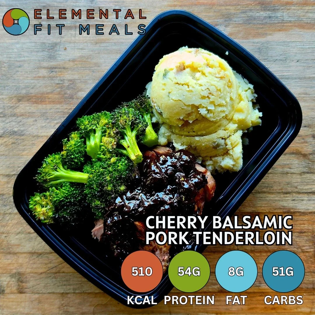 Feast on our Cherry Balsamic Pork Tenderloin! With a whopping 54g of protein, it&rsquo;s your tasty ticket to a power-packed day. 🍒🍽️ #MealPrep #ProteinPunch