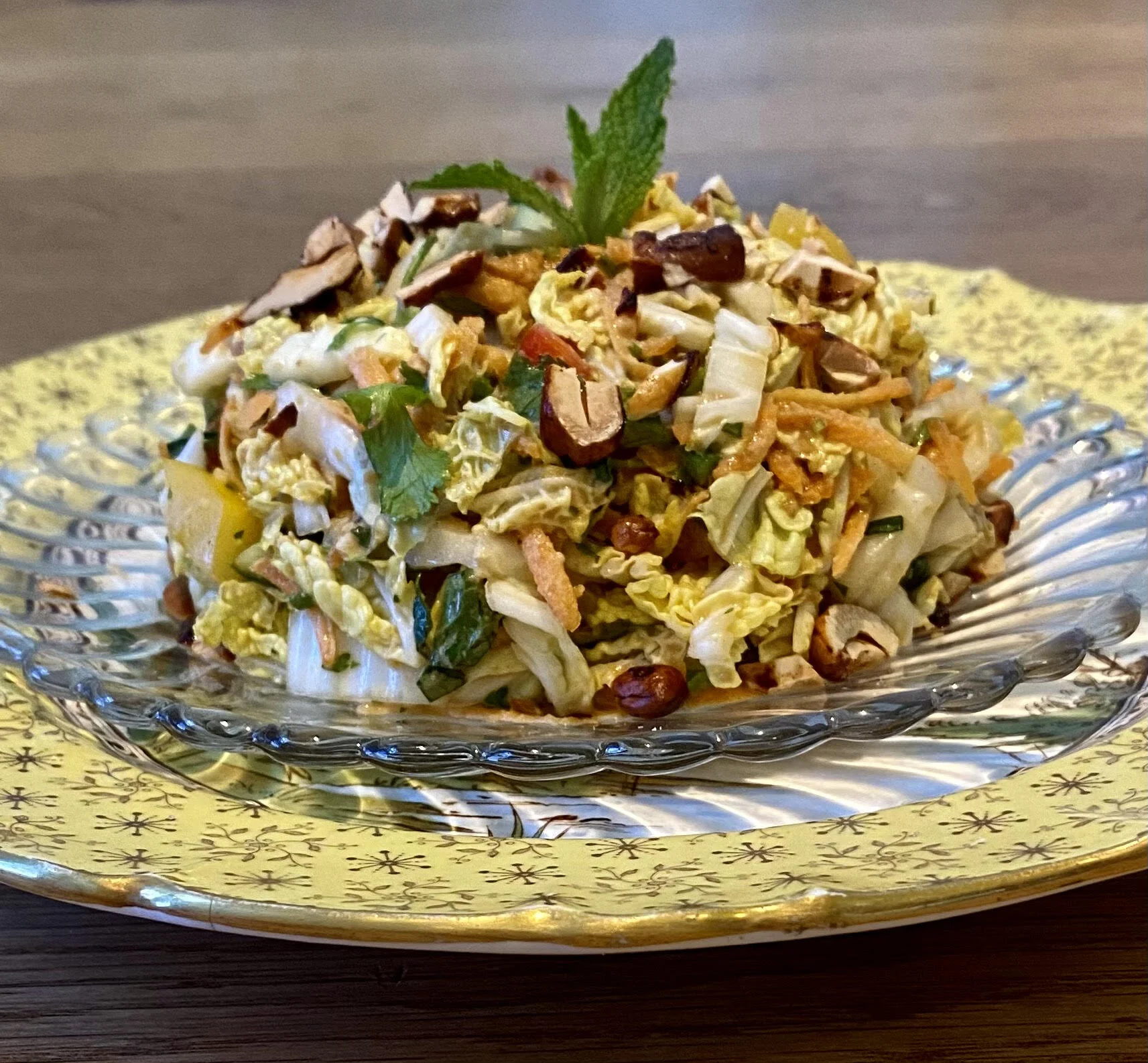 Crunch Salad with Peanut Dressing and Tamari Cashews