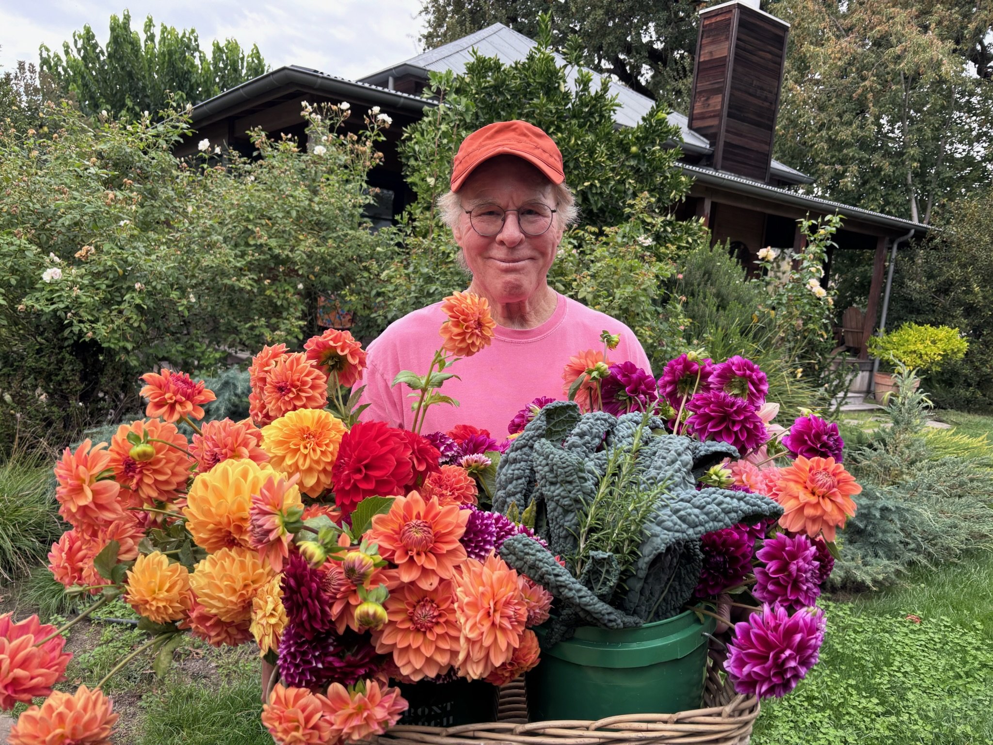 Peter with a full harvest at Front Porch Farm