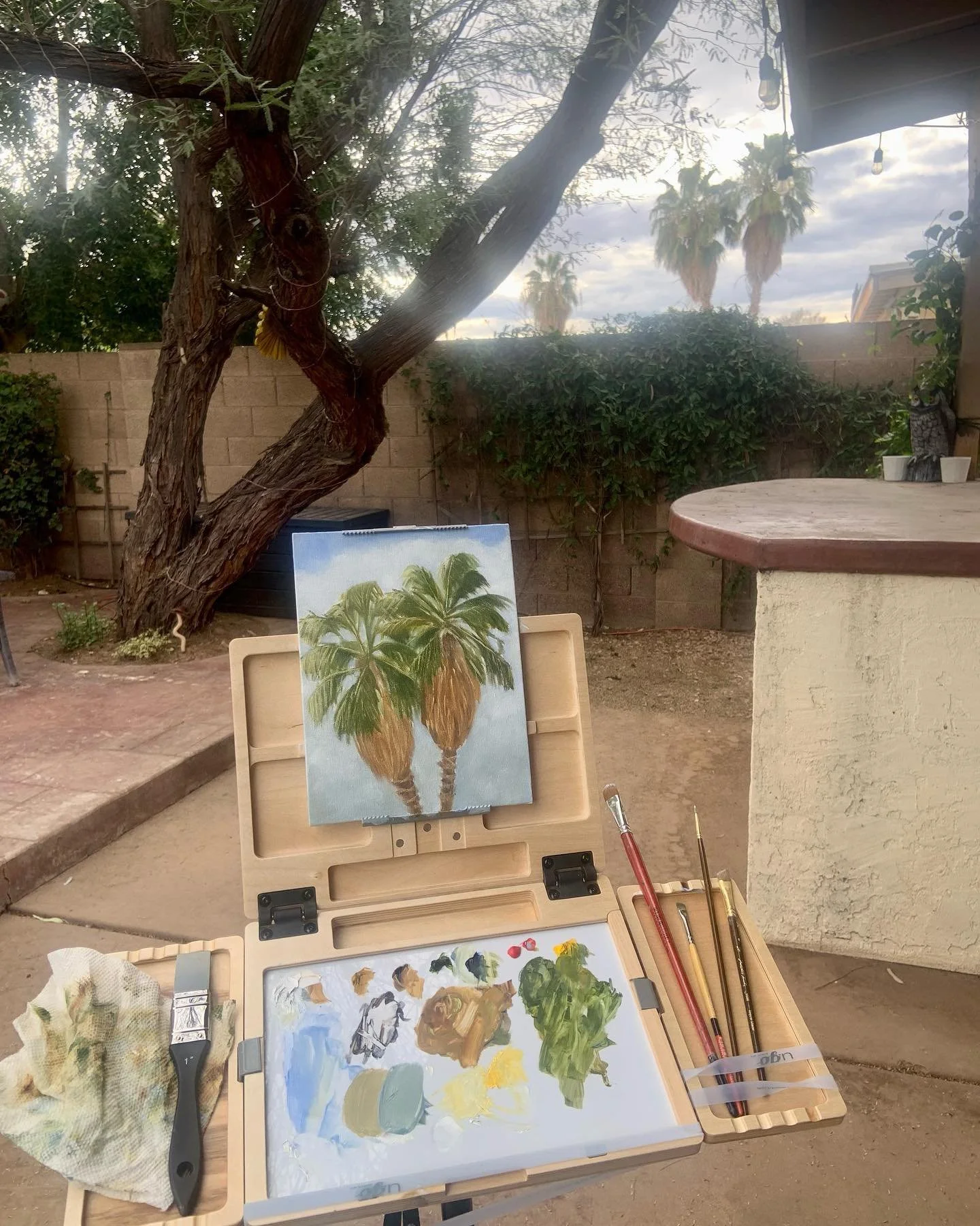 Finally bought myself a plein air easel and tried it out for the first time (in my backyard). This is my first try at plein air and I&rsquo;m happy to say that I don&rsquo;t hate how the painting turned out. I&rsquo;m excited to take this guy out fur