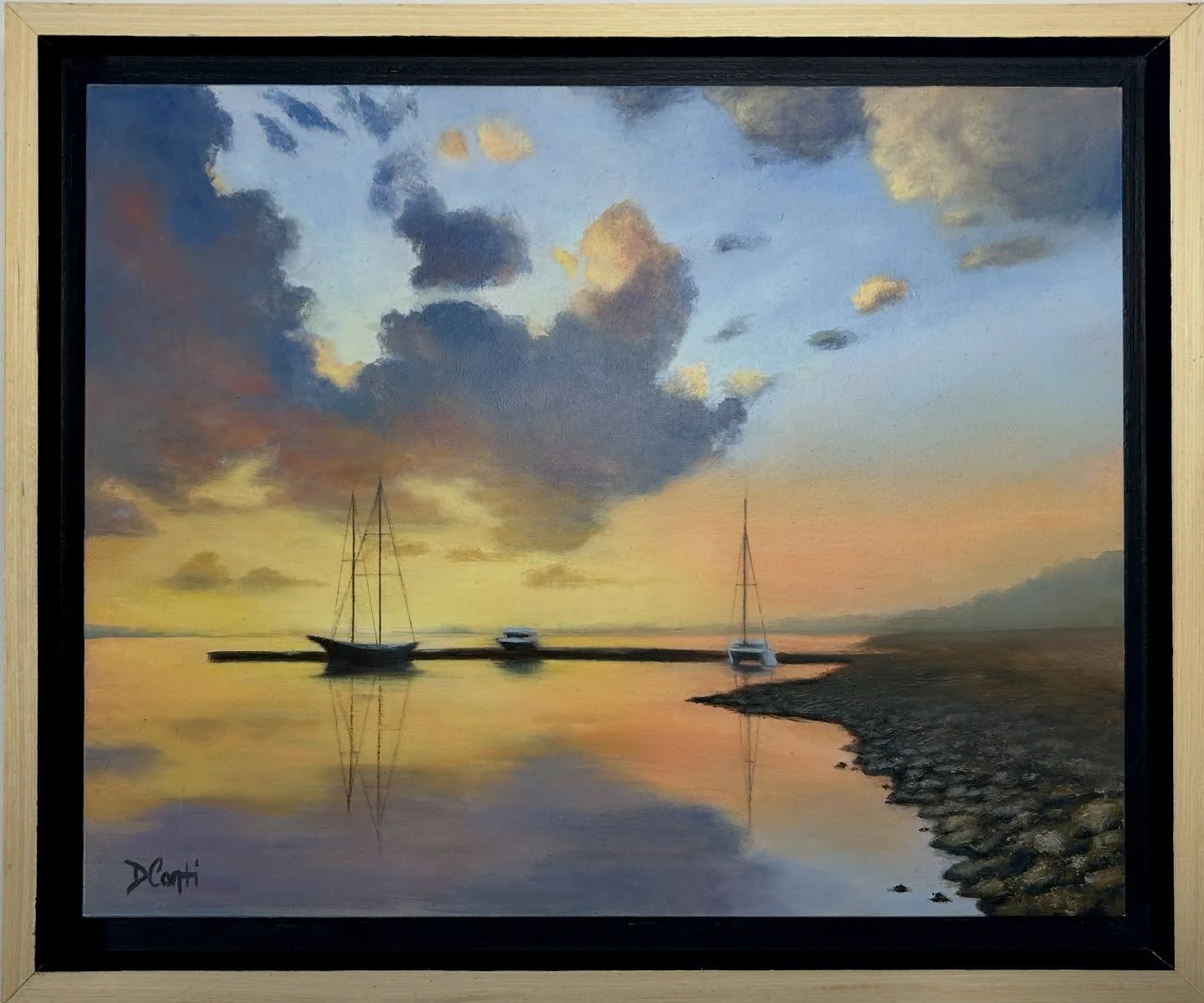 This little guy is going to the Herberger Theater to be part of the &ldquo;Tiny Exhibit&rdquo; that&rsquo;s opening this Friday and on display through February 1st

&ldquo;Sunset on the Bay&rdquo;
Oil on panel
8x10

#herbergertheater #phoenixart #pho