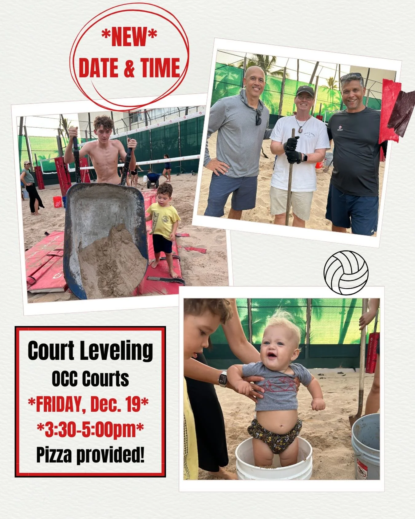 ‼️ IMPORTANT UPDATE!!! ‼️
Due to rainy weather, Court Leveling is now on FRIDAY, December 19, from 3:30-5:00 pm. 

If you play on these courts, you should be there. 

Pizza will be provided.
Mahalo!

Bring your shovel and your friends!
