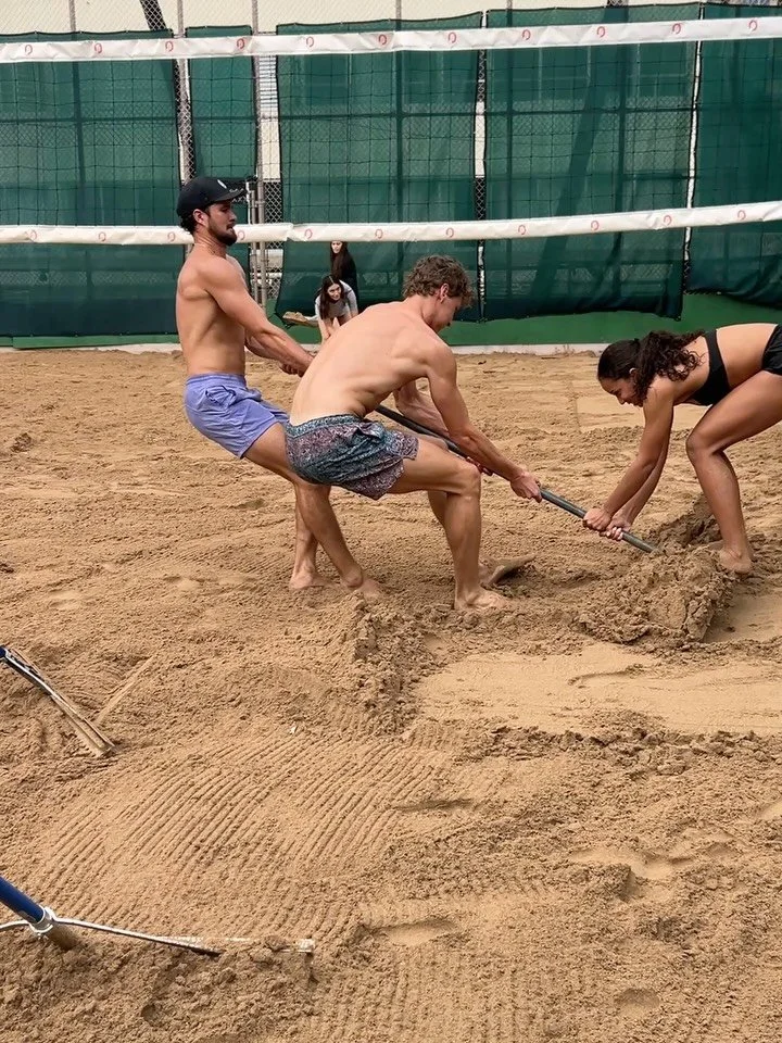 MAHALO NUI to our Outrigger Volleyball community for braving the rainy weather today at our court leveling event! These awesome people shoveled and hauled a LOT of wet (and extra heavy) sand today to get the courts ready for our Daddy Haine and Mana 