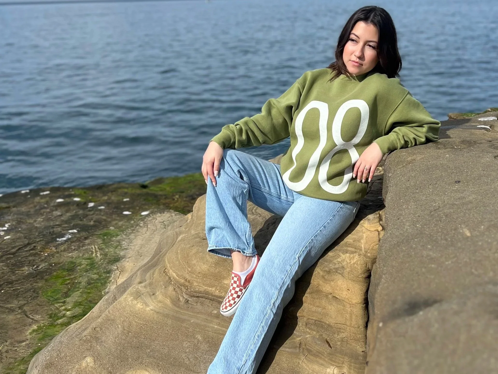 avocado green 08 sweatshirt or black 08 sweatshirt