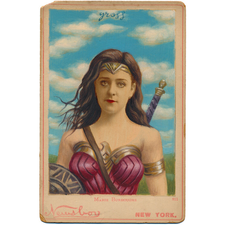 Wonder Woman (Gal Gadot) Original Cabinet Card Painting