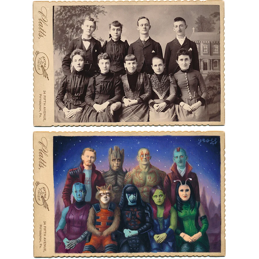 Guardians Original Cabinet Card Painting