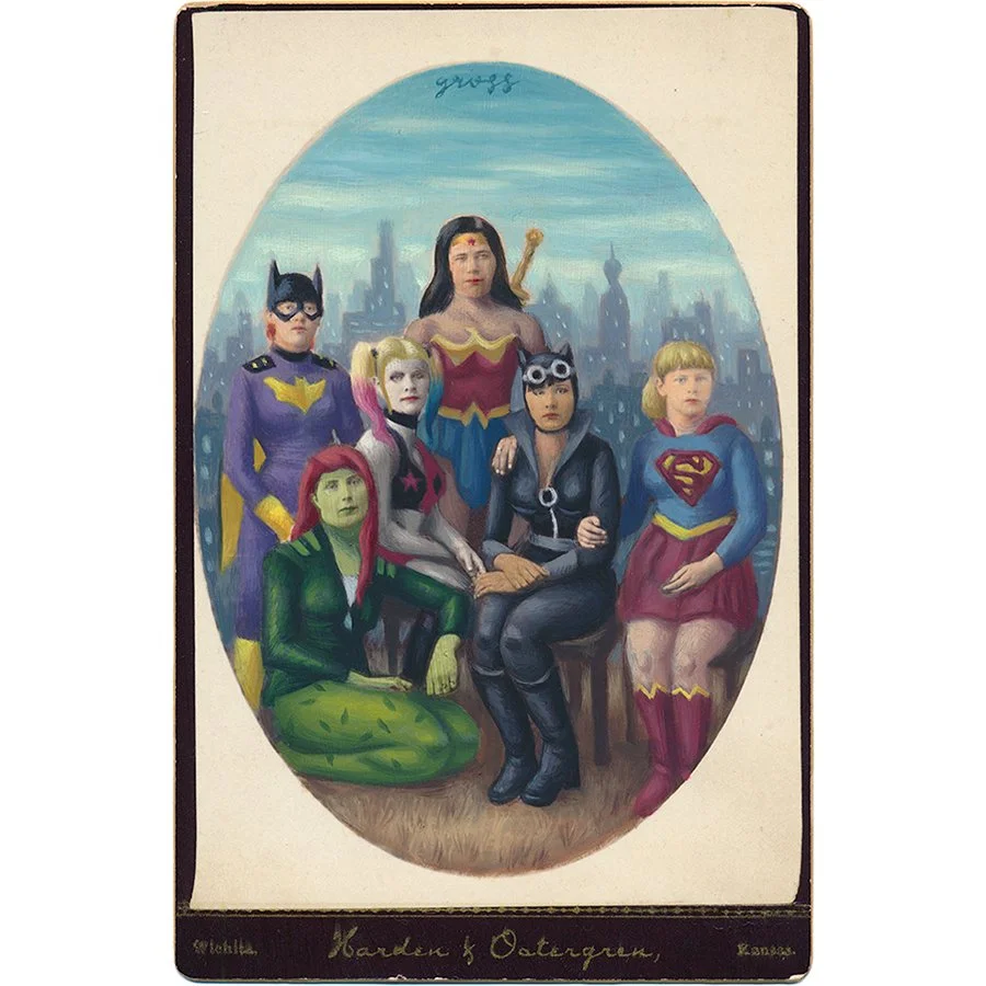 DC Girls Original Cabinet Card Painting
