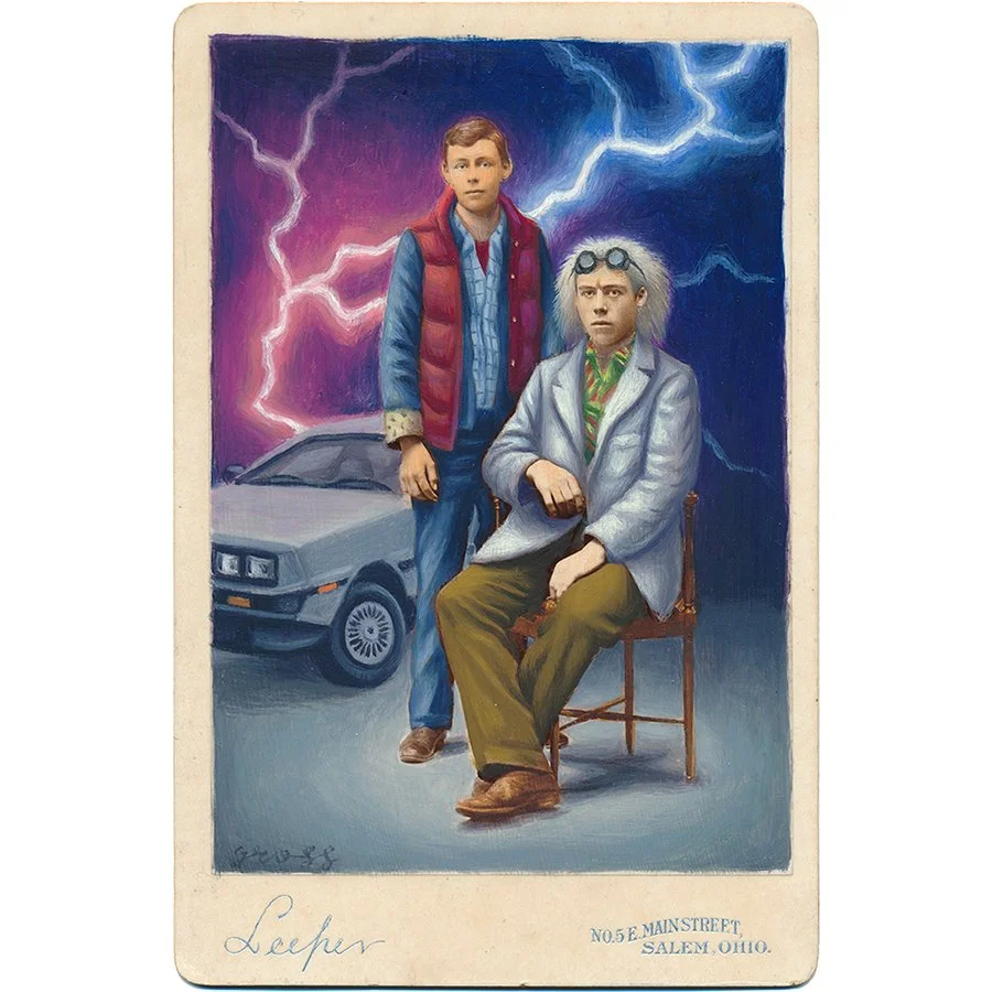Marty and Doc Brown Original Cabinet Card Painting