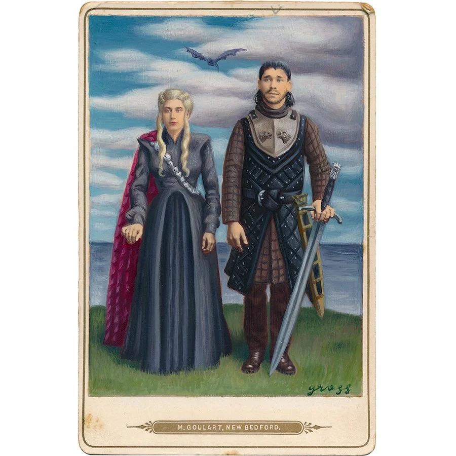 Jon Snow and Danaerys Original Cabinet Card Painting