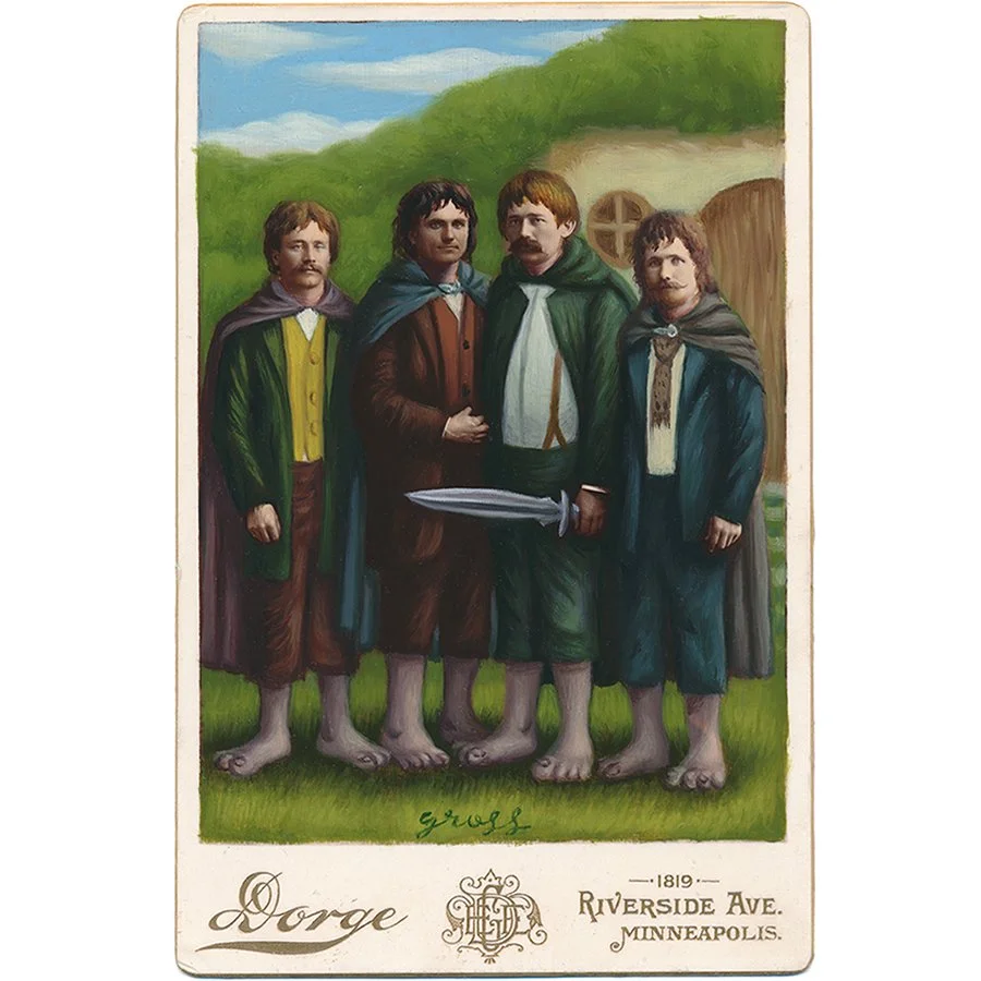 Hobbits Original Cabinet Card Painting