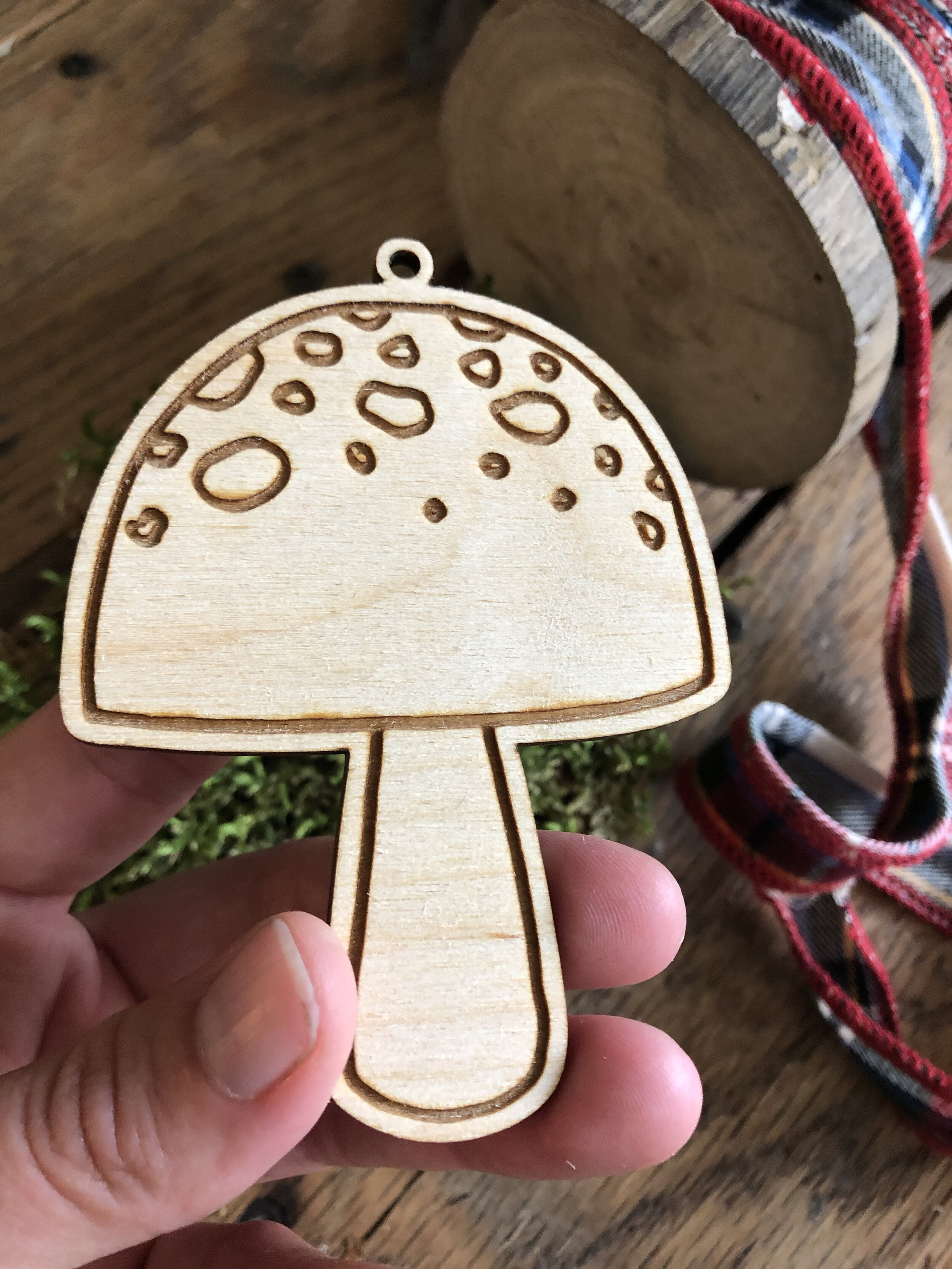 Wooden Toadstool Ornament 