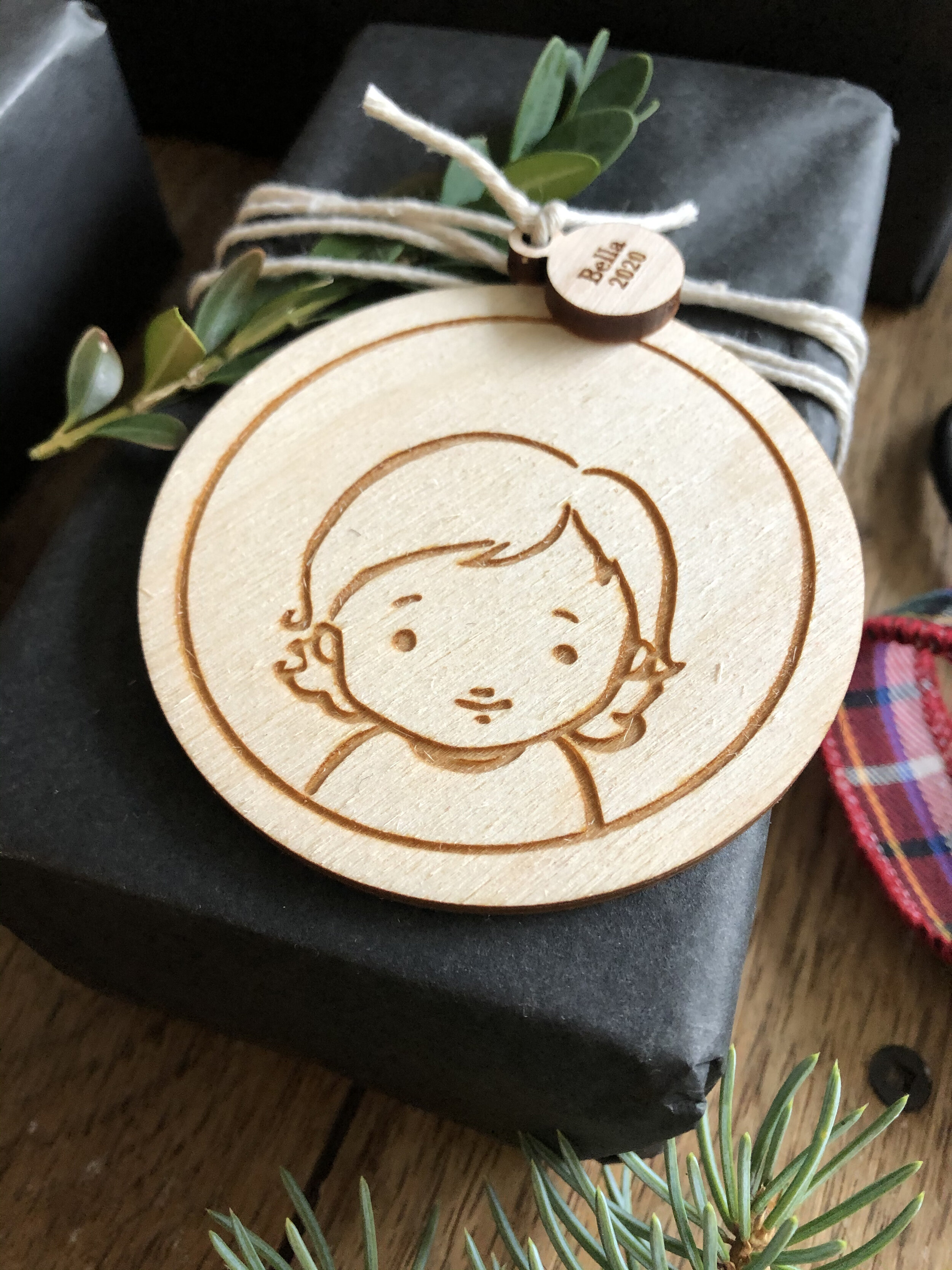 3" Wooden Portrait Ornament