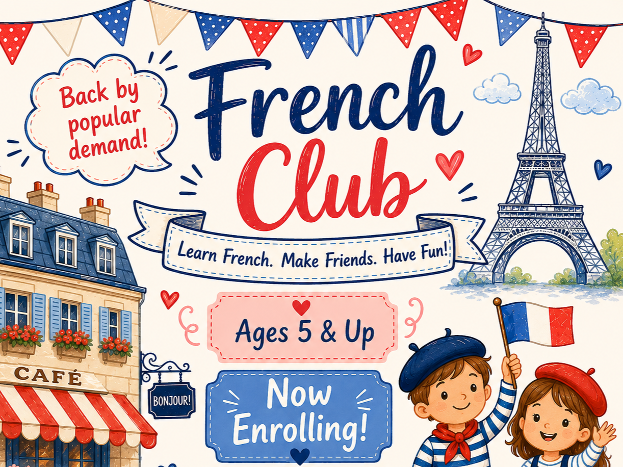 French Club language classes for kids and teens at Sounds of Color Studio