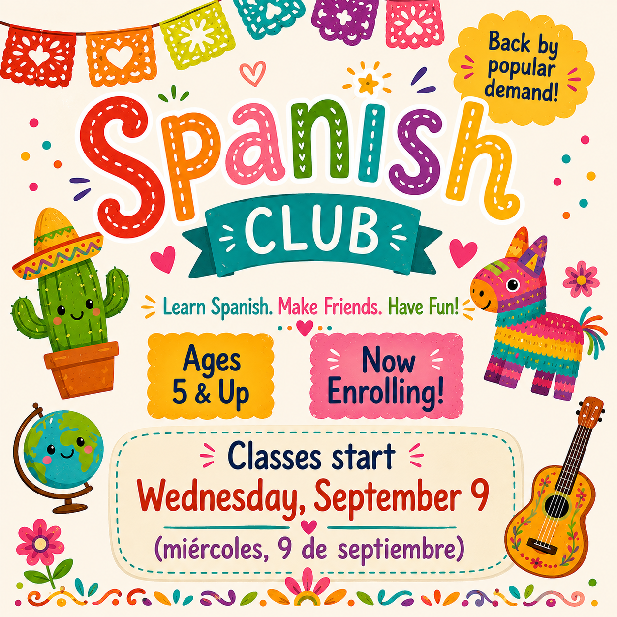 Group Spanish Club for Kids and Teens at Sounds of Color Studio
