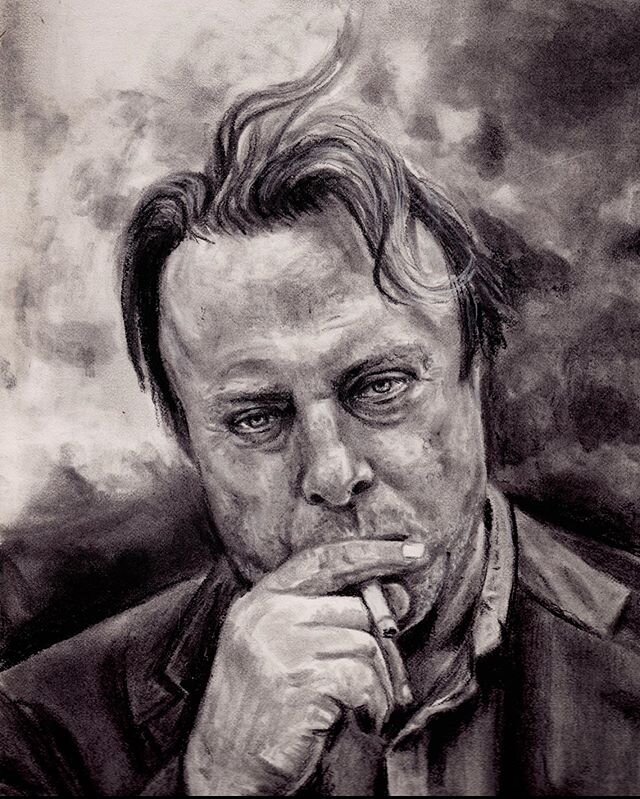 This absolutely amazing HITCH portrait was gifted to me by @nyahzul!  I didn&rsquo;t agree with Hitch on everything but I miss watching him pummel his opponents with his bulldozer of a mind. Not a week goes by that I don&rsquo;t wish I could get his 