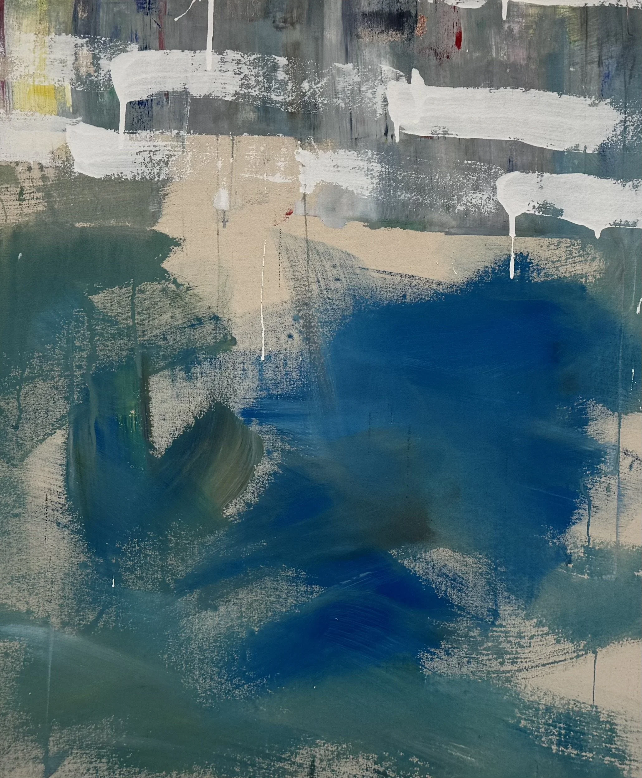 If I Were a Self-Portrait Today, I Might Look Something like This - 4, 32”x26”, Flashe/acrylic on raw canvas over panel, 2026