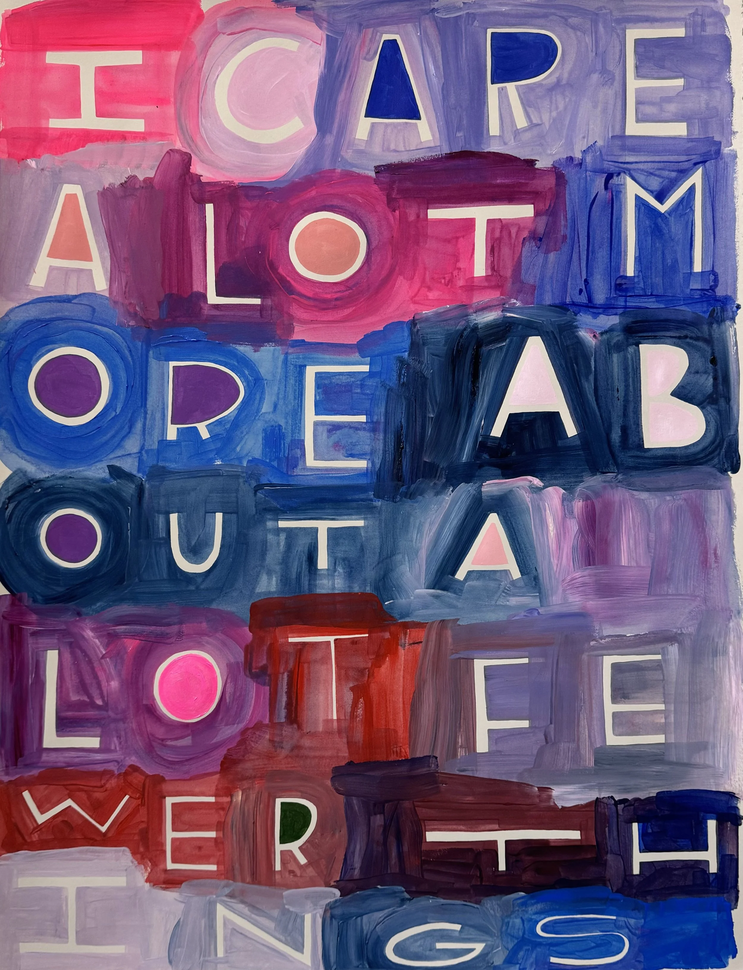 I Care a Lot More About a Lot Fewer Things - 29, 30"x22.75", Flashe/acrylic on paper, 2024