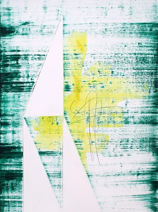 Untitled Green, 24"x20" , Flashe/acrylic on Yupo mounted on panel, 2015