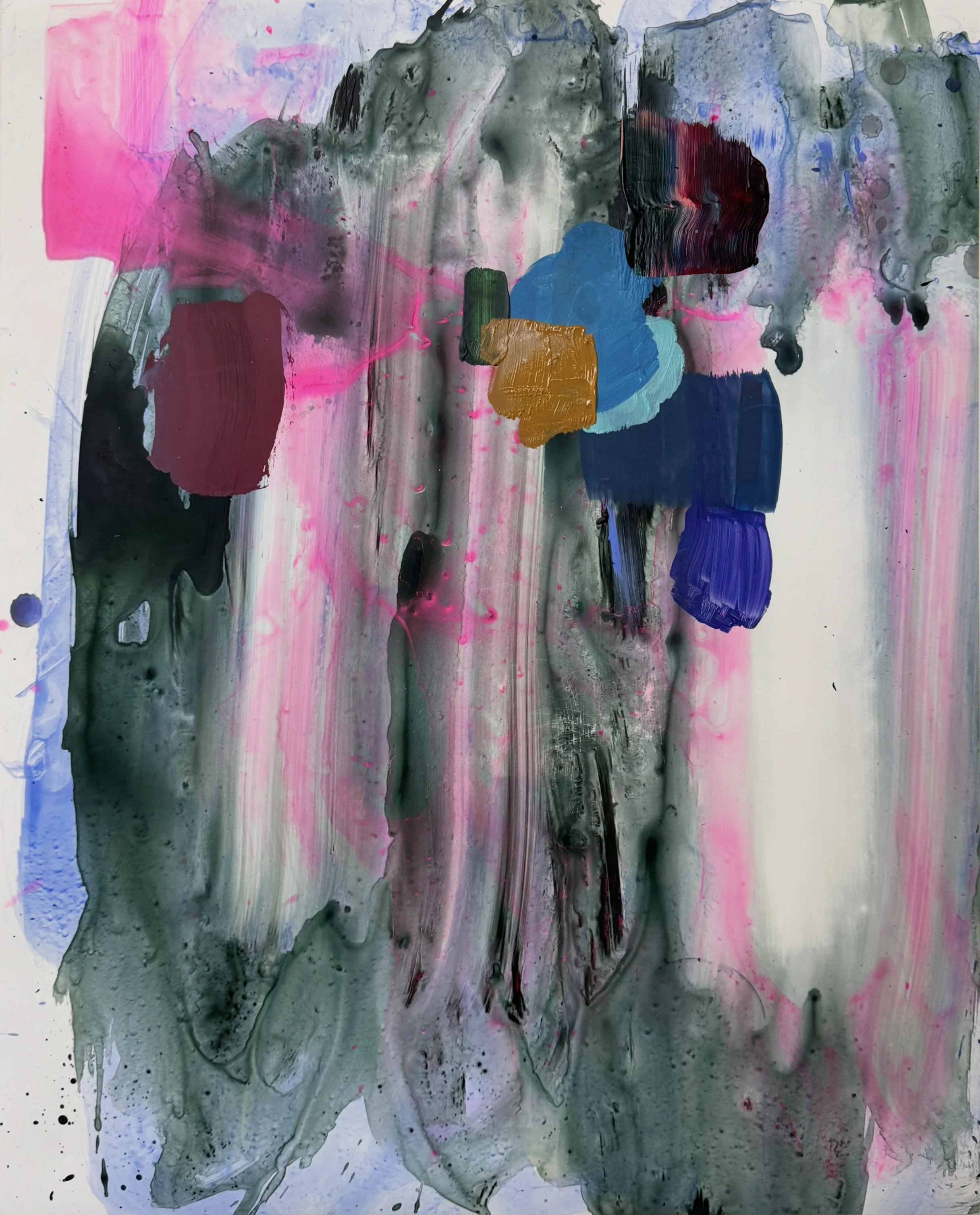 Rebuild, 20”x16”, Flashe/acrylic on Yupo, 2026